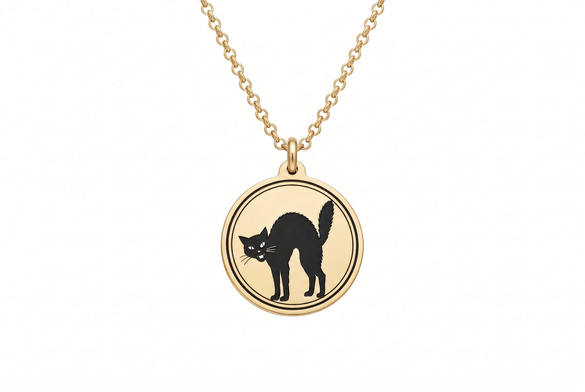 Vintage Black Cat Necklace