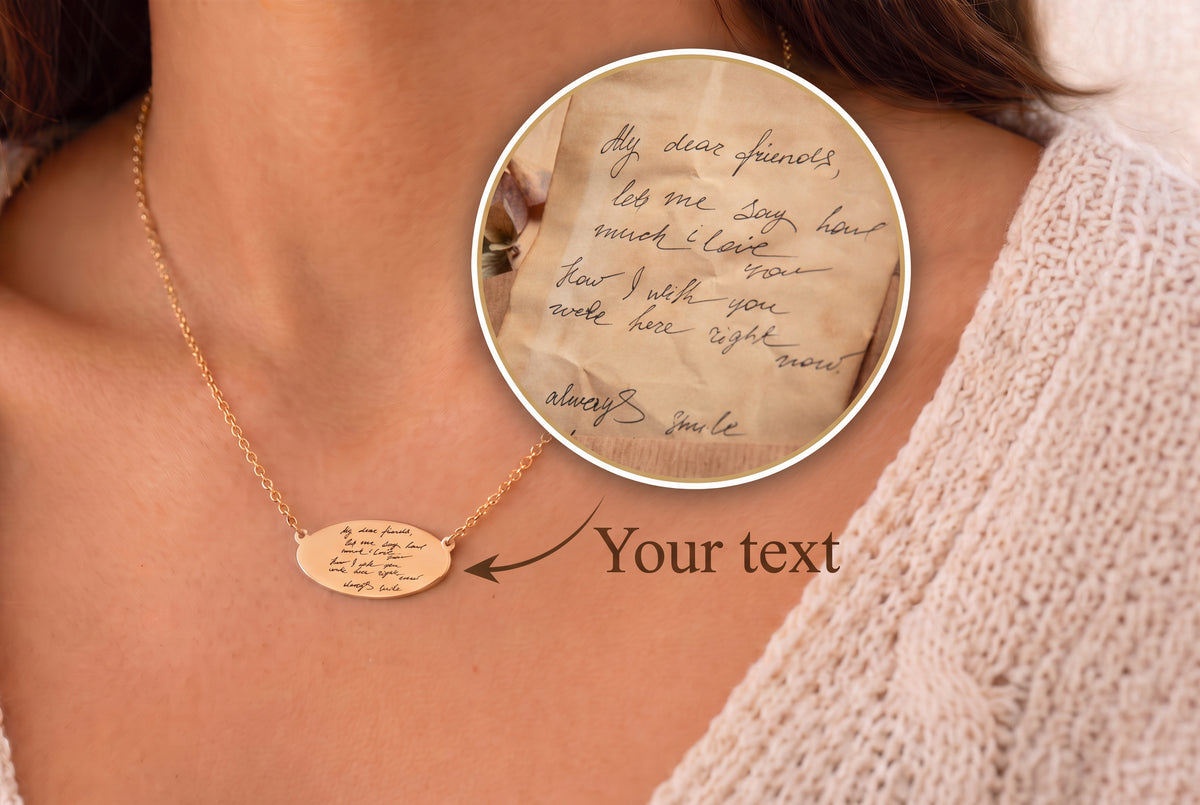 Handwriting Horizontal Pendant Necklace