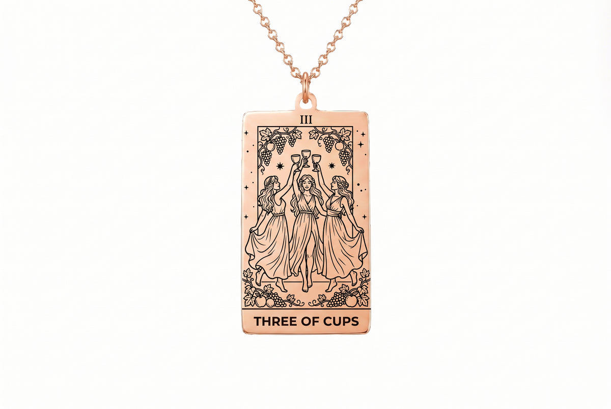 Three of Cups Tarot Card Necklace