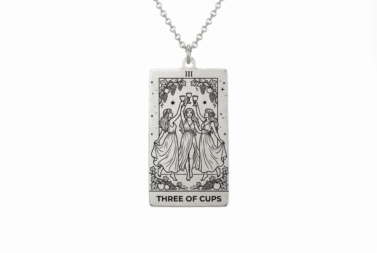 Three of Cups Tarot Card Necklace