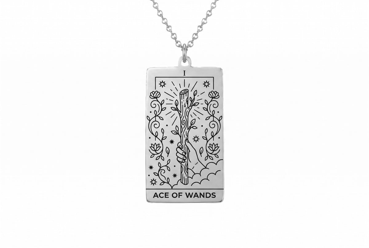 Ace of Wands Tarot Card Necklace