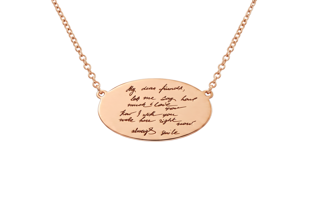 Handwriting Horizontal Pendant Necklace
