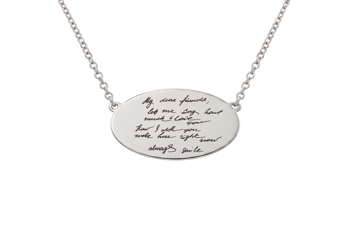 Handwriting Horizontal Pendant Necklace