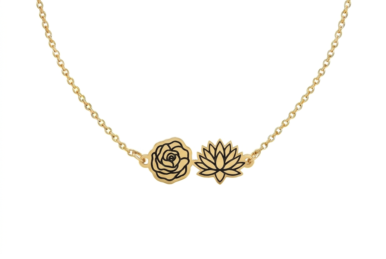 Double Birth Flower Necklace