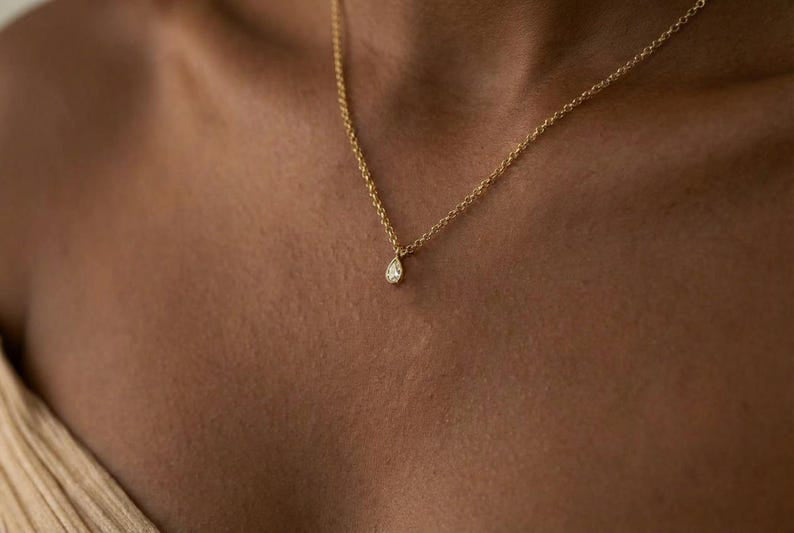 Pear Bezel Necklace