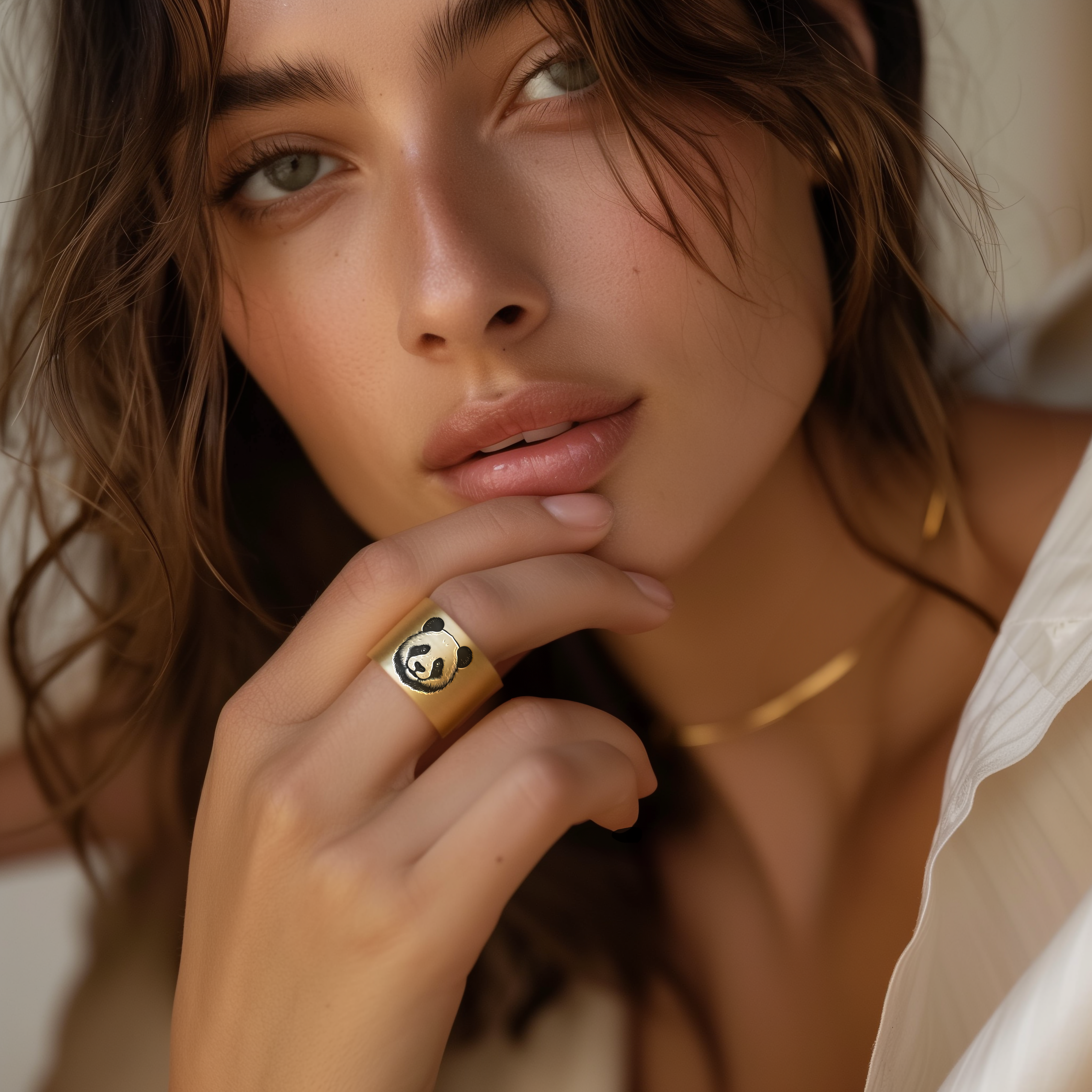 Panda Wide Gold Ring