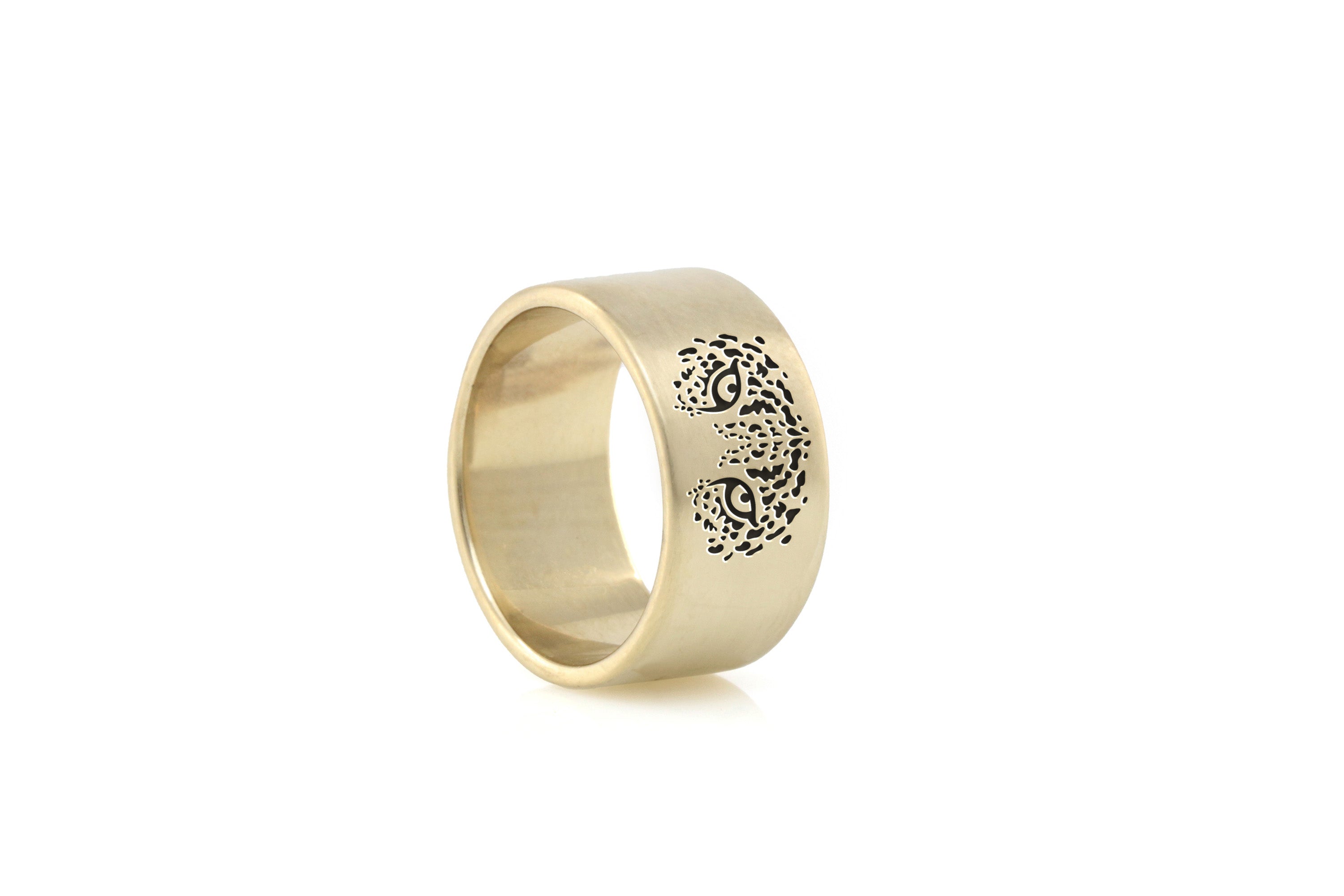 Tiger Eyes Wide Gold Ring