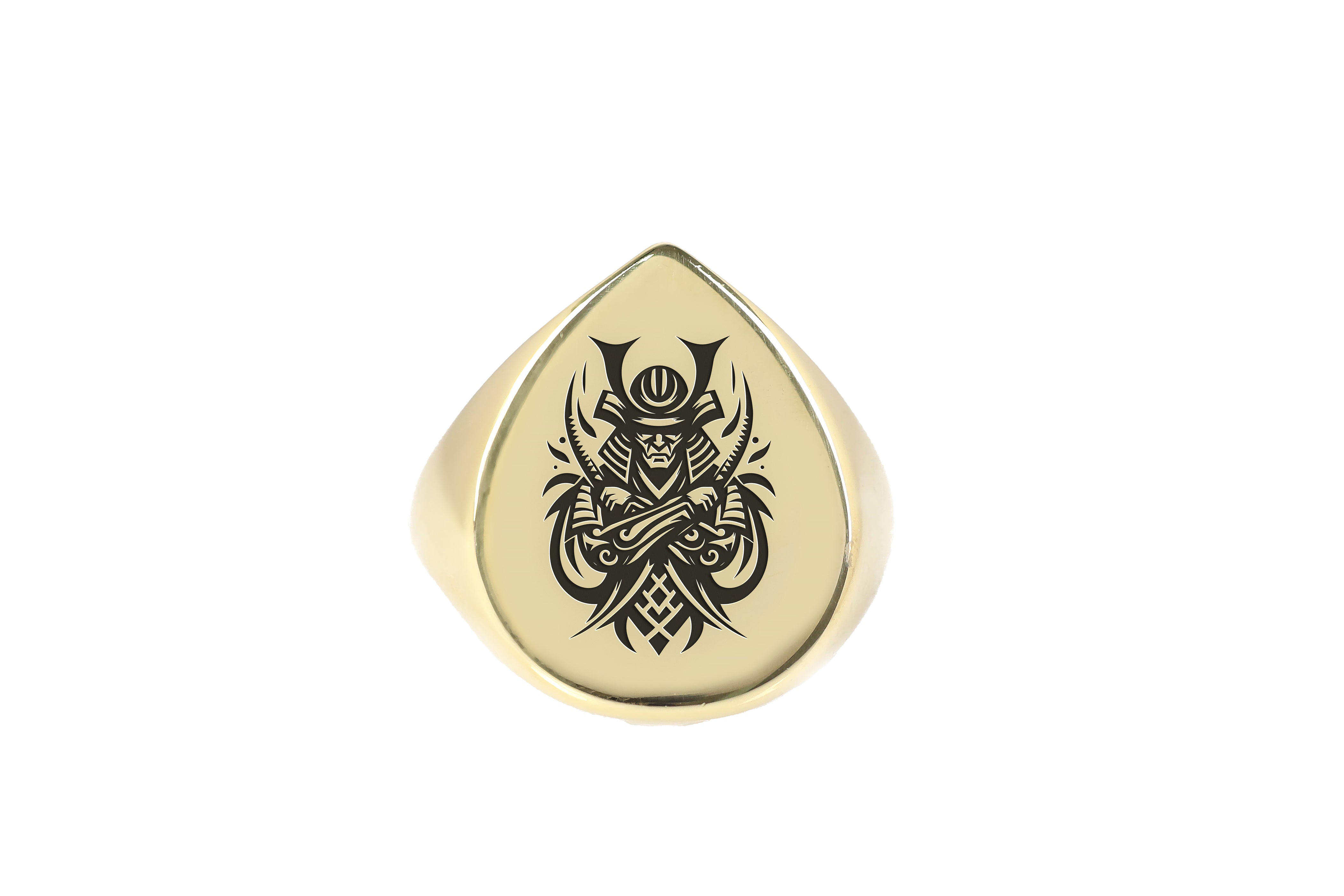 14k Gold Samurai Signet Ring