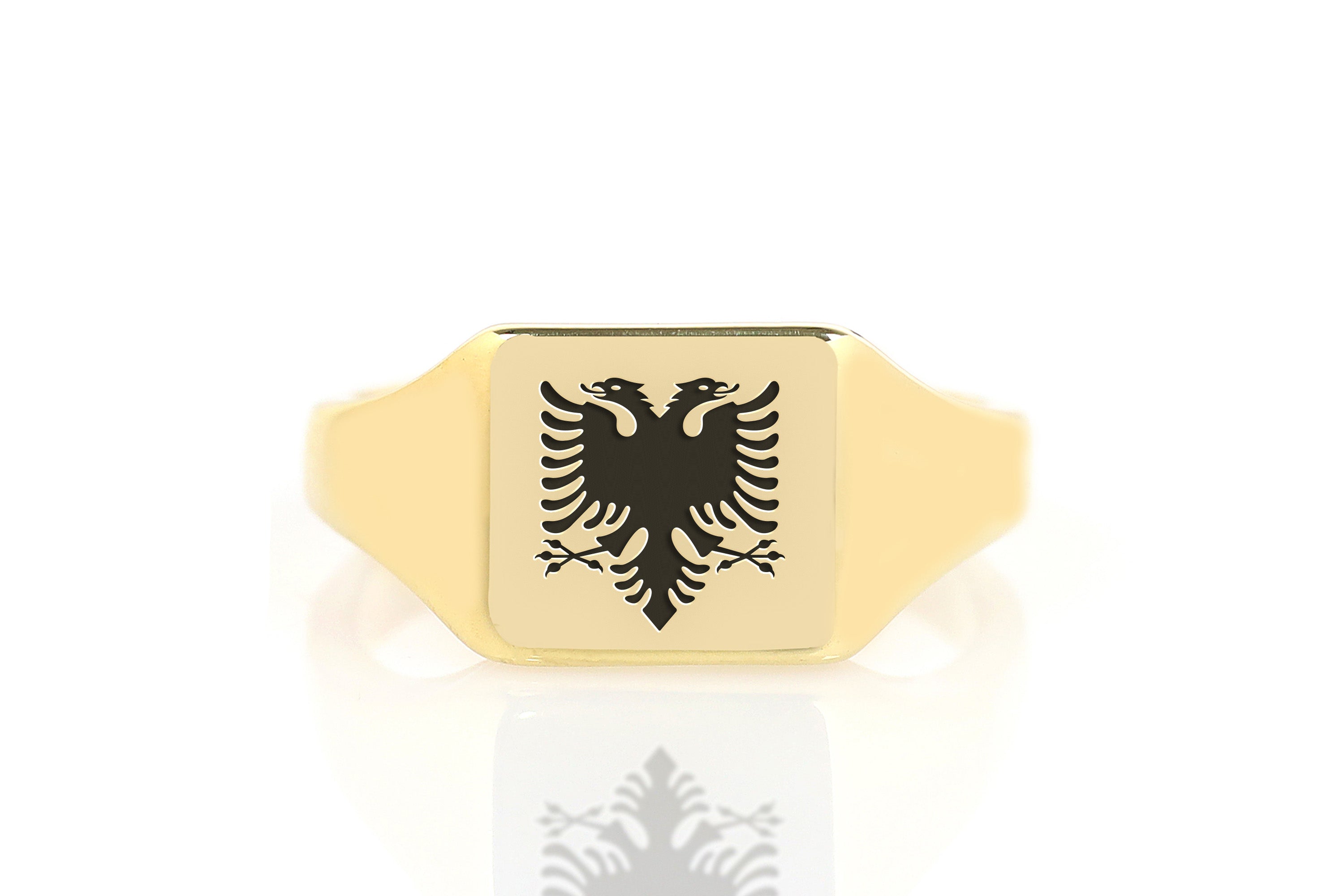 Heraldic Cormorant Engraved Ring