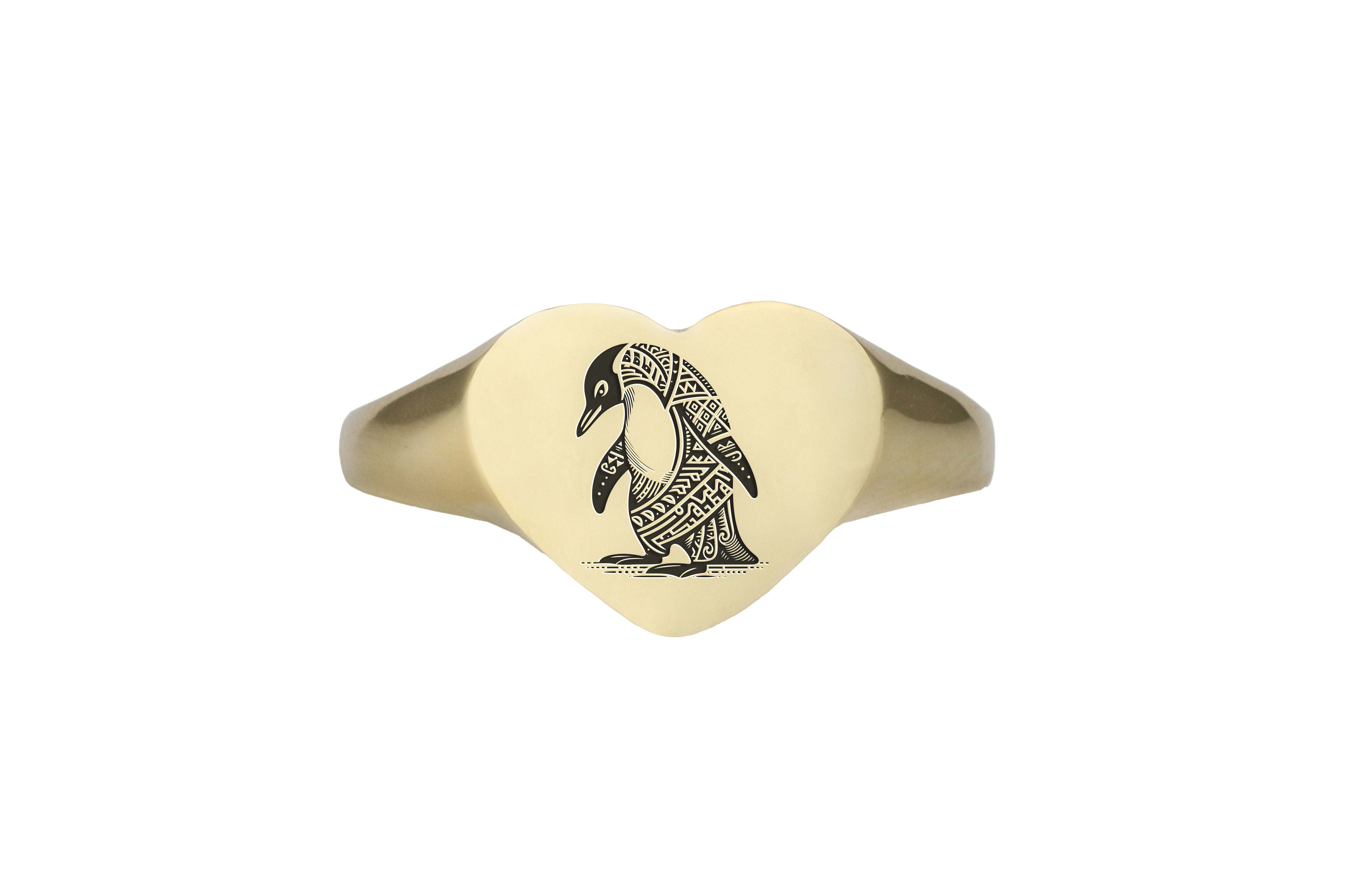 Tribal Penguin Engraved Ring