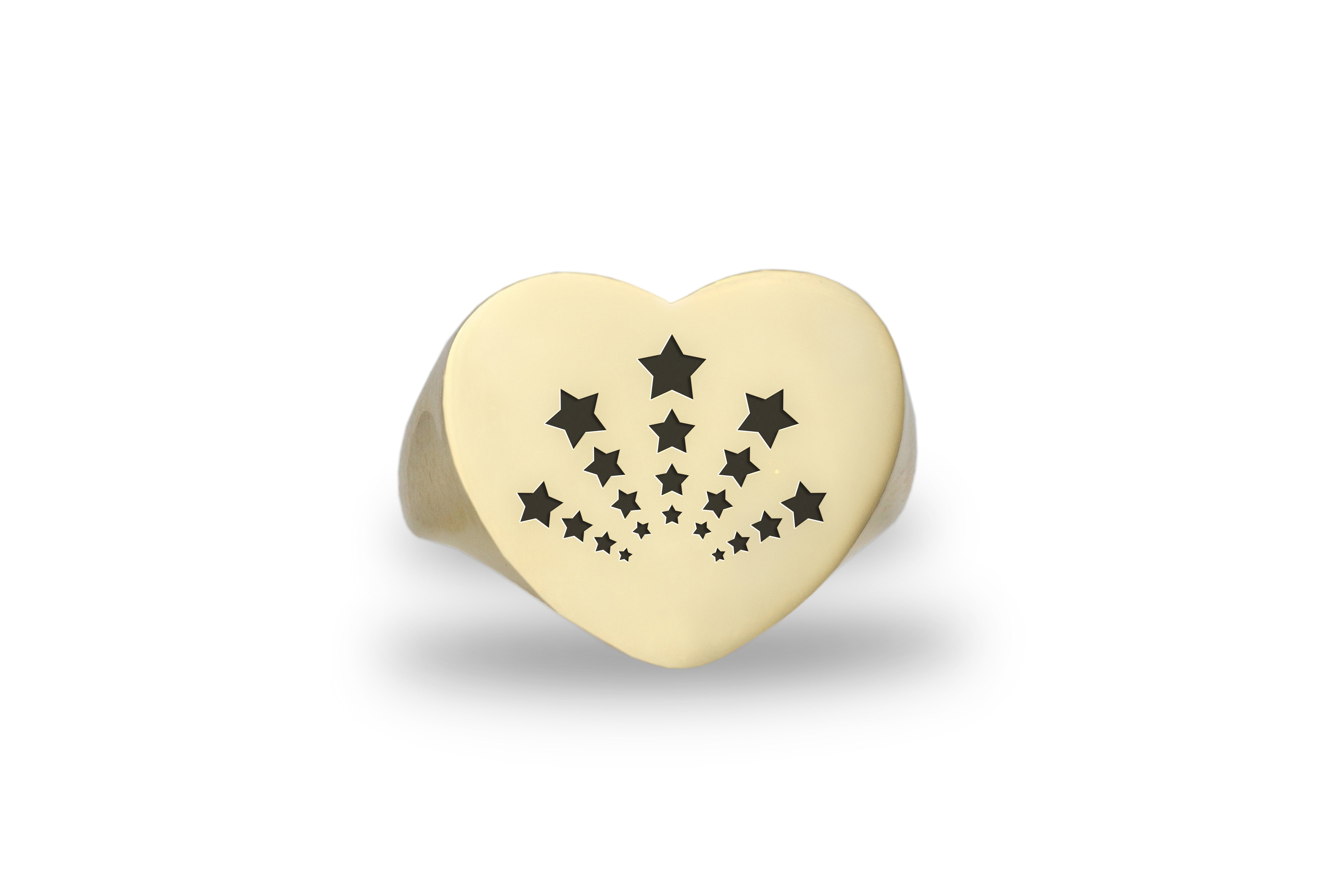 14k Gold Fallen Stars Signet Ring