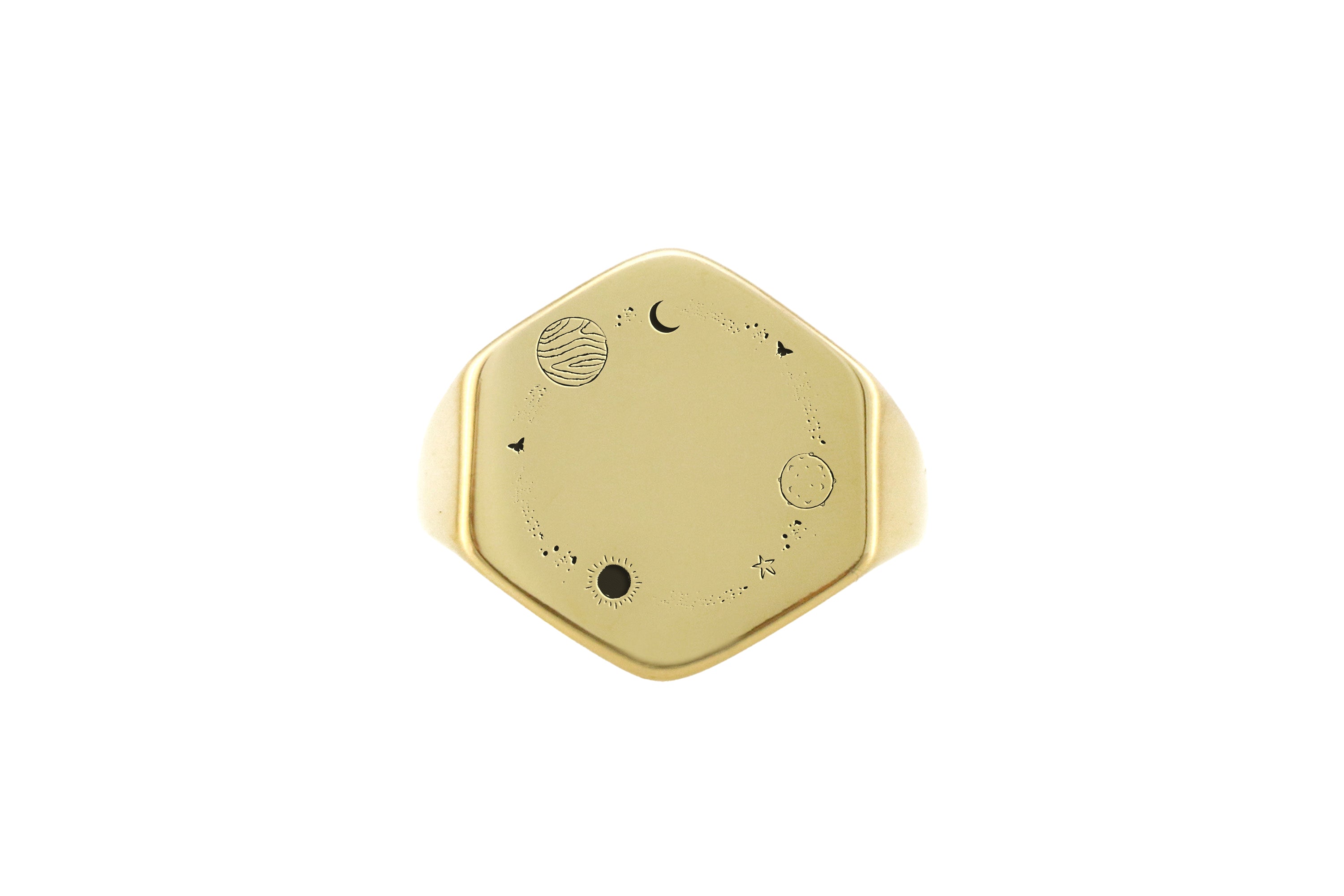 14k Gold Space Signet Ring