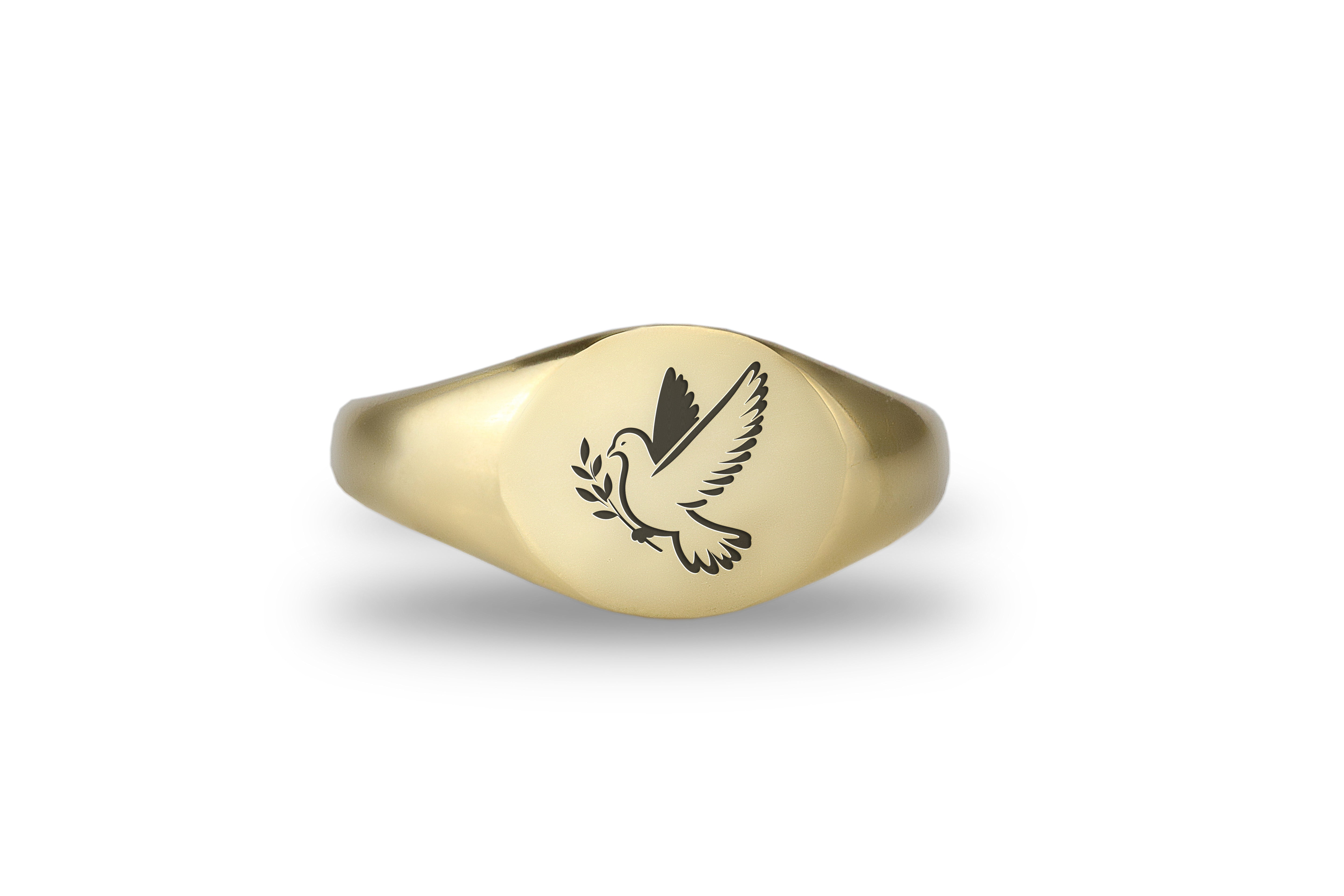 Engraved Pigeon Signet Ring