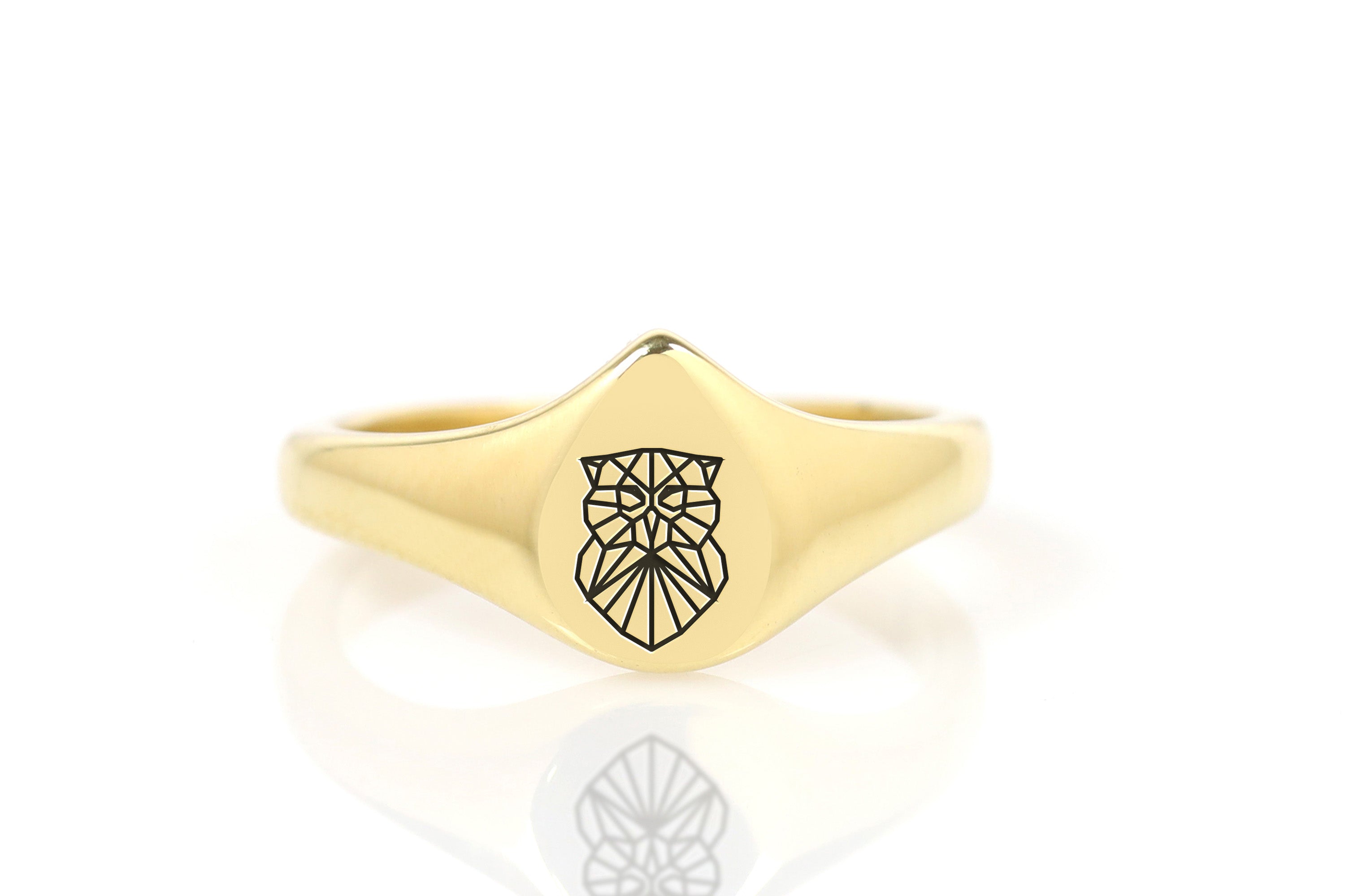 Geometric Owl Signet Ring
