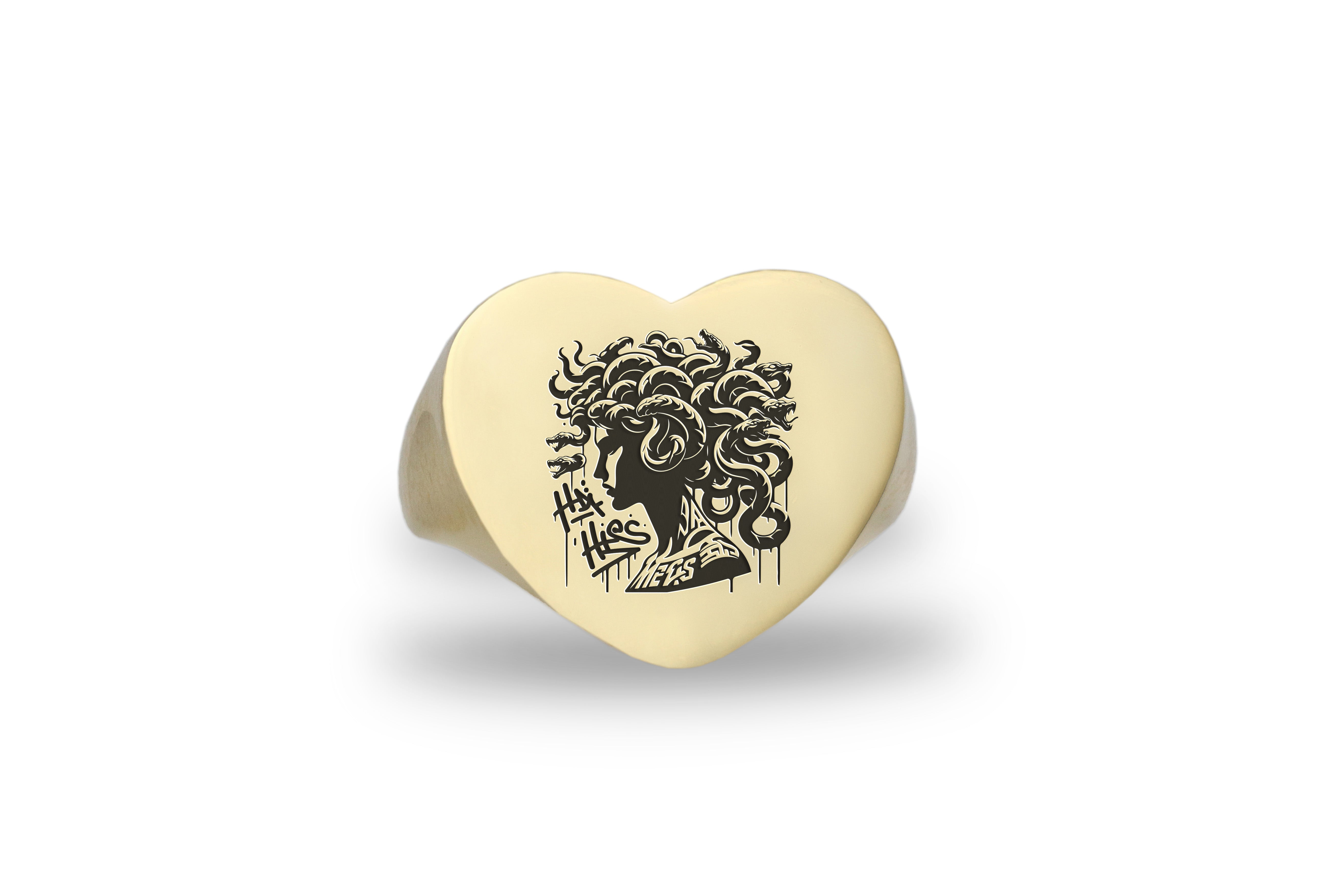 14k Gold Medusa Signet Ring