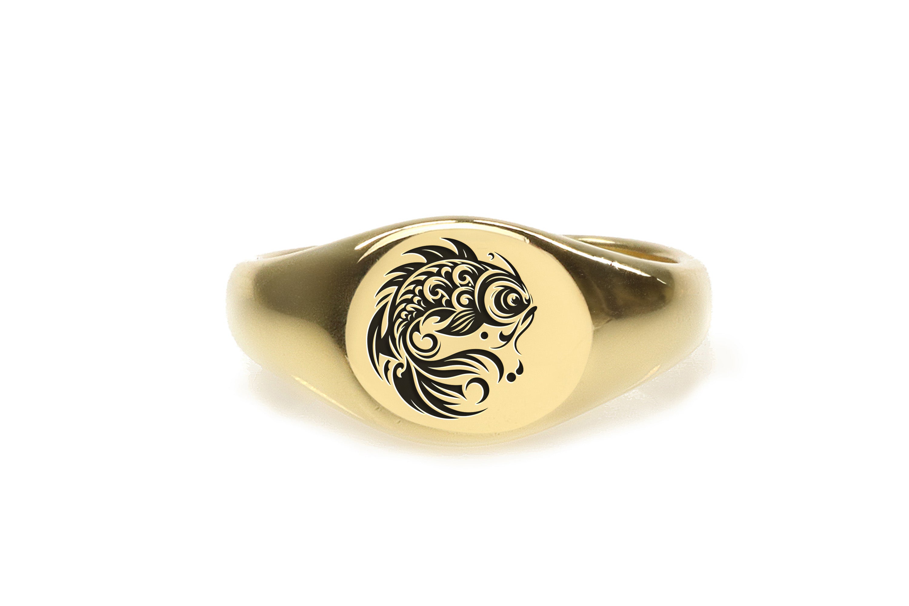 Engraved Koi Fish Ring
