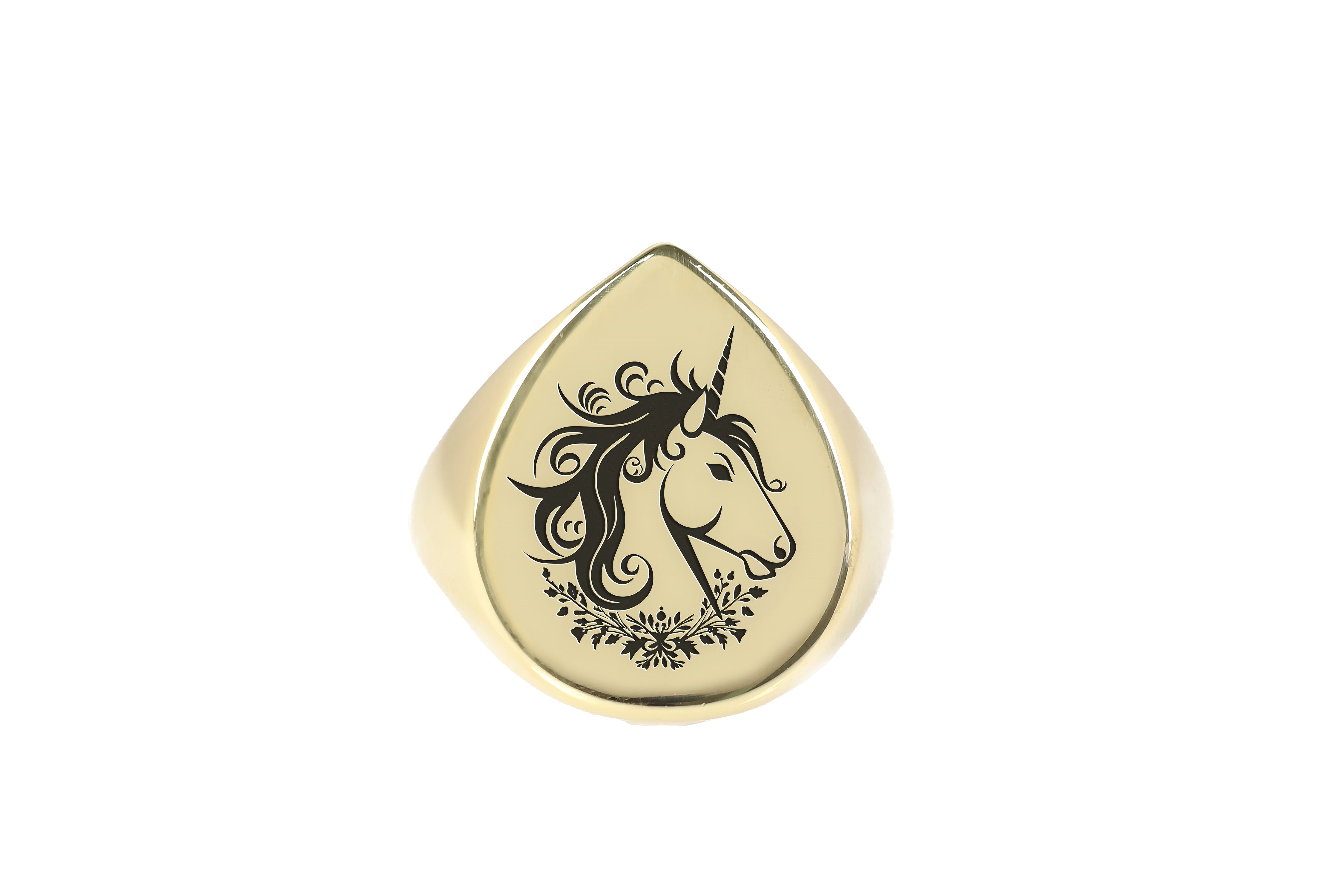 14k Gold Unicorn Signet Ring
