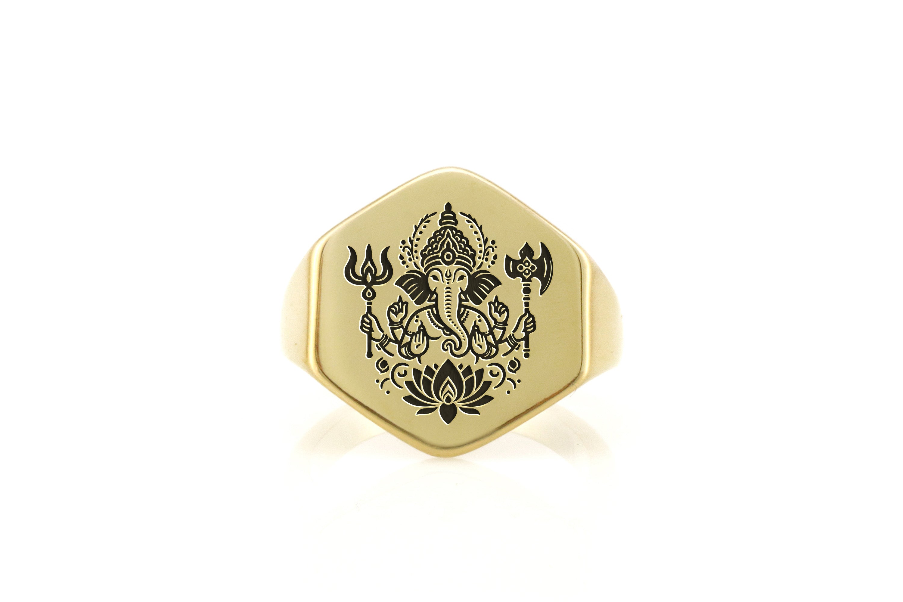 14k Gold Ganesh Signet Ring