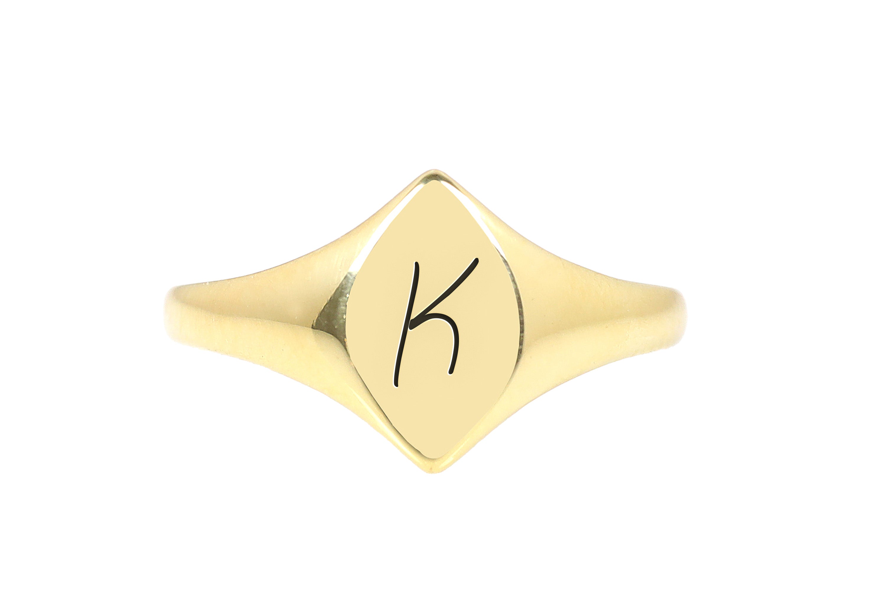 24k Gold Name Initial Signet Ring