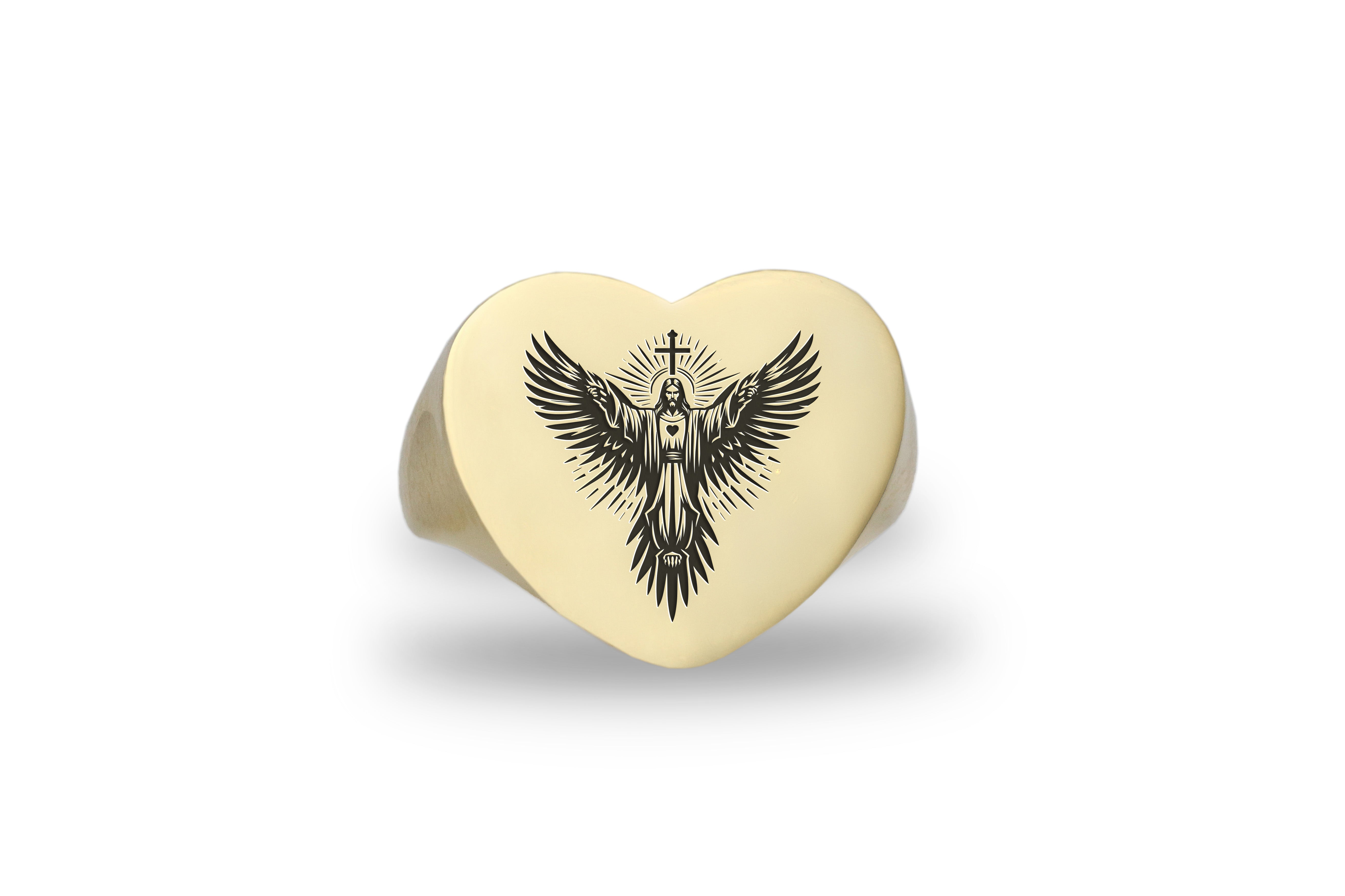 Engraved Jesus Signet Ring