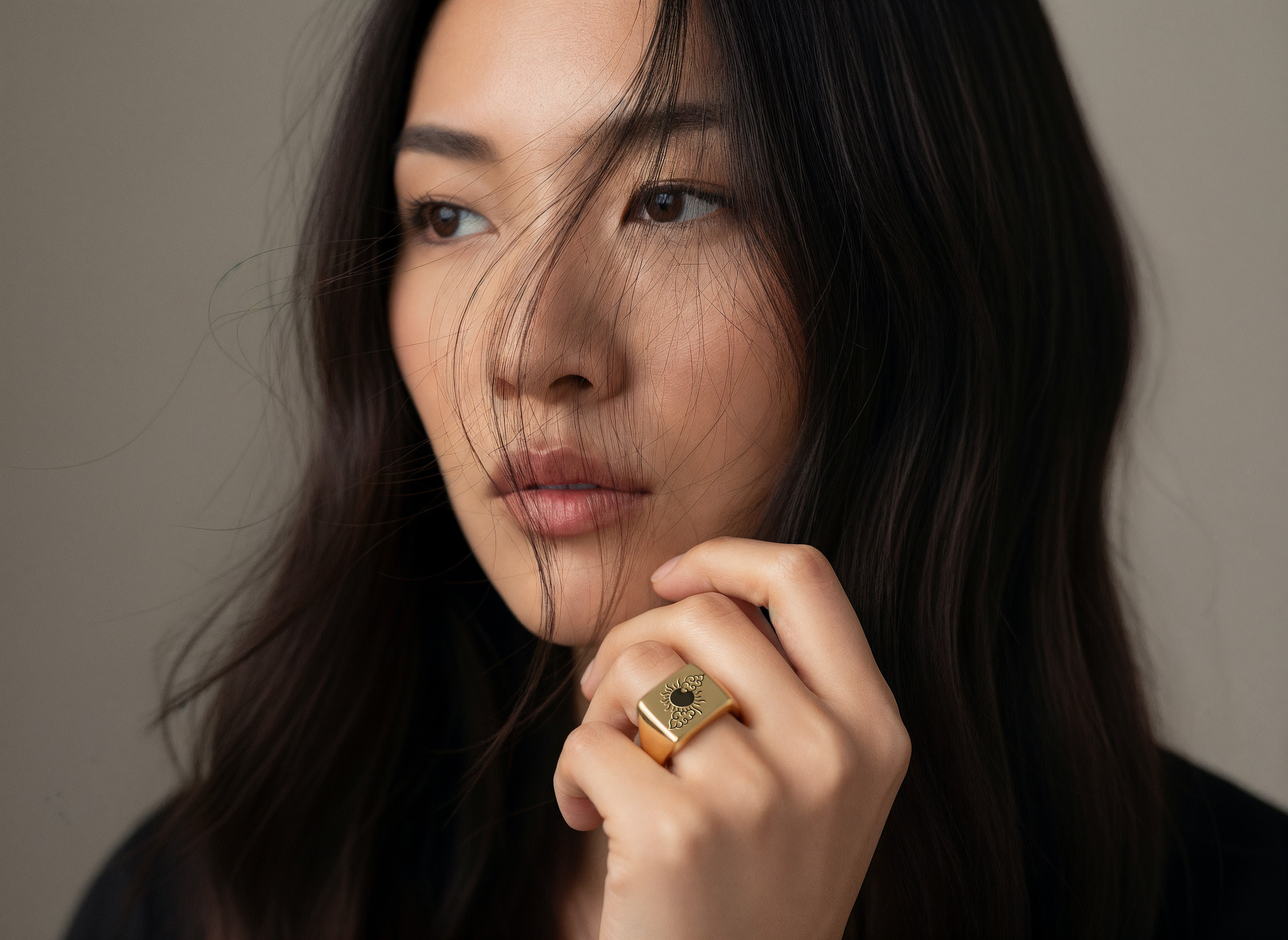 Custom Sun Gold Signet Ring