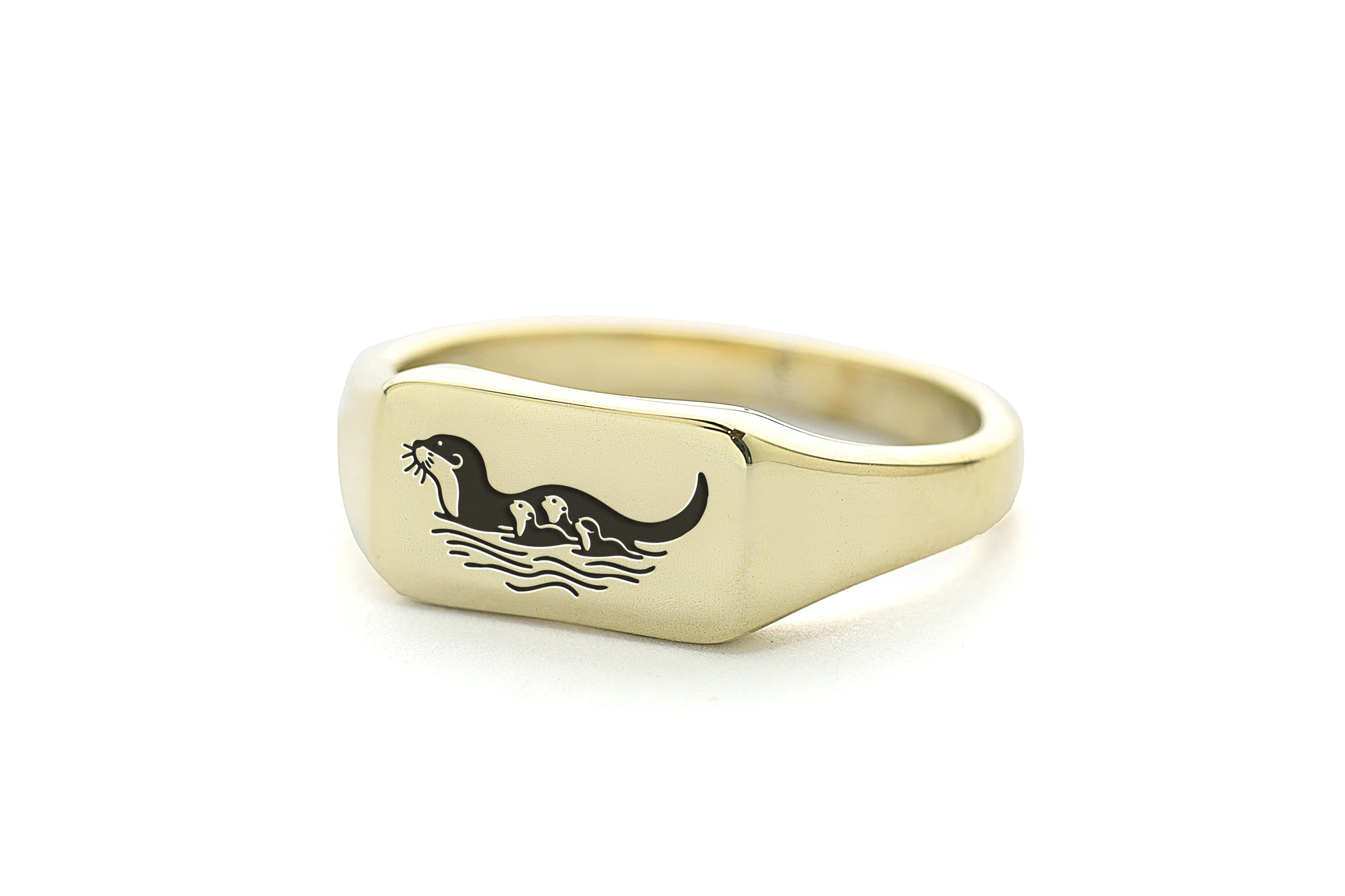 Otter Family Gold Signet Ring