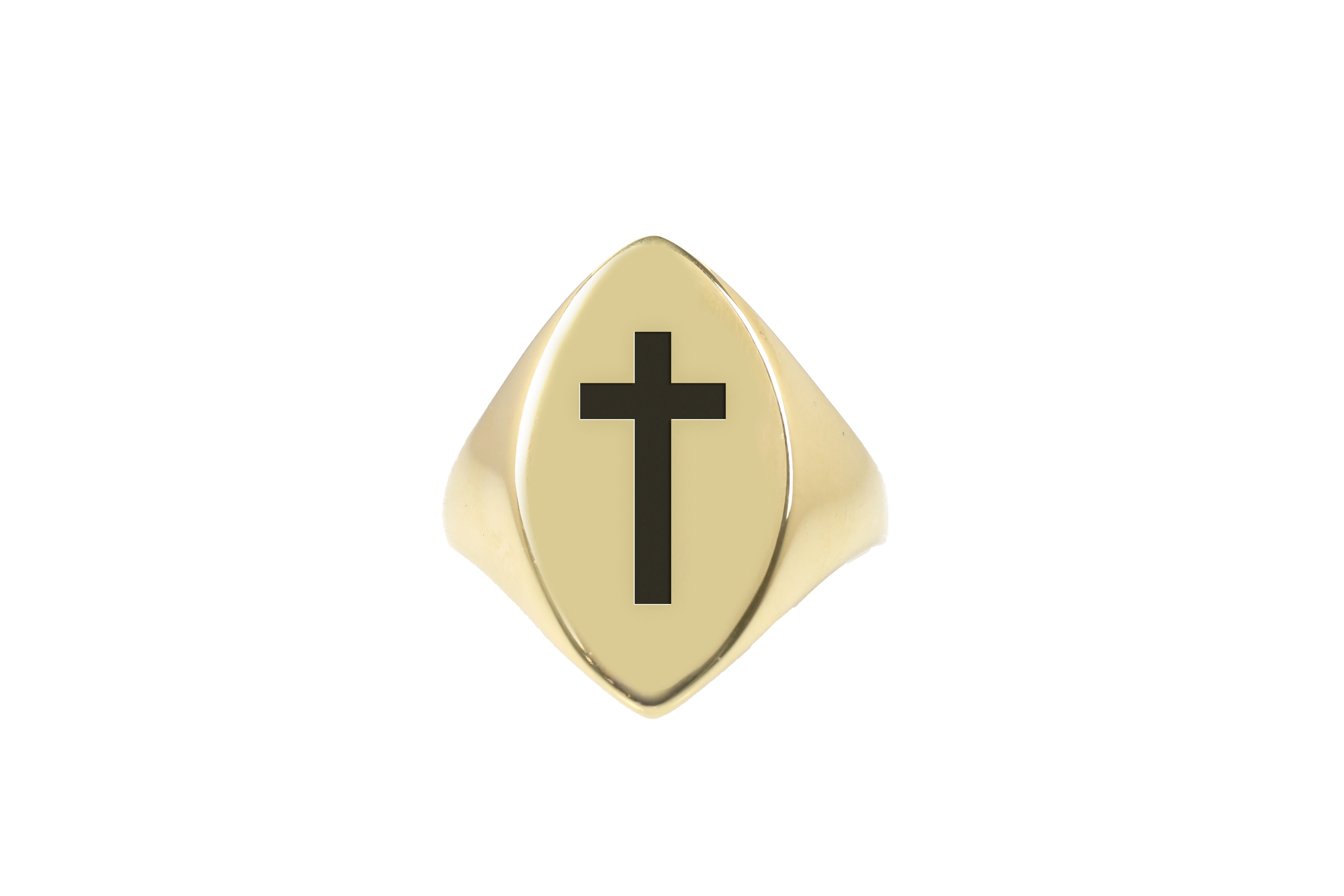 14k Gold Cross Signet Ring