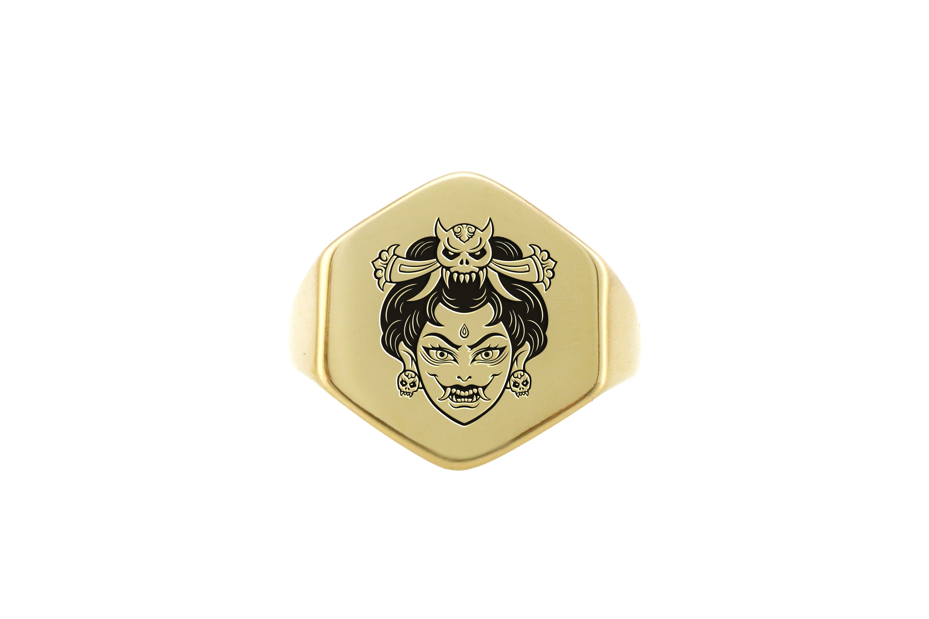 Engraved Geisha Signet Ring