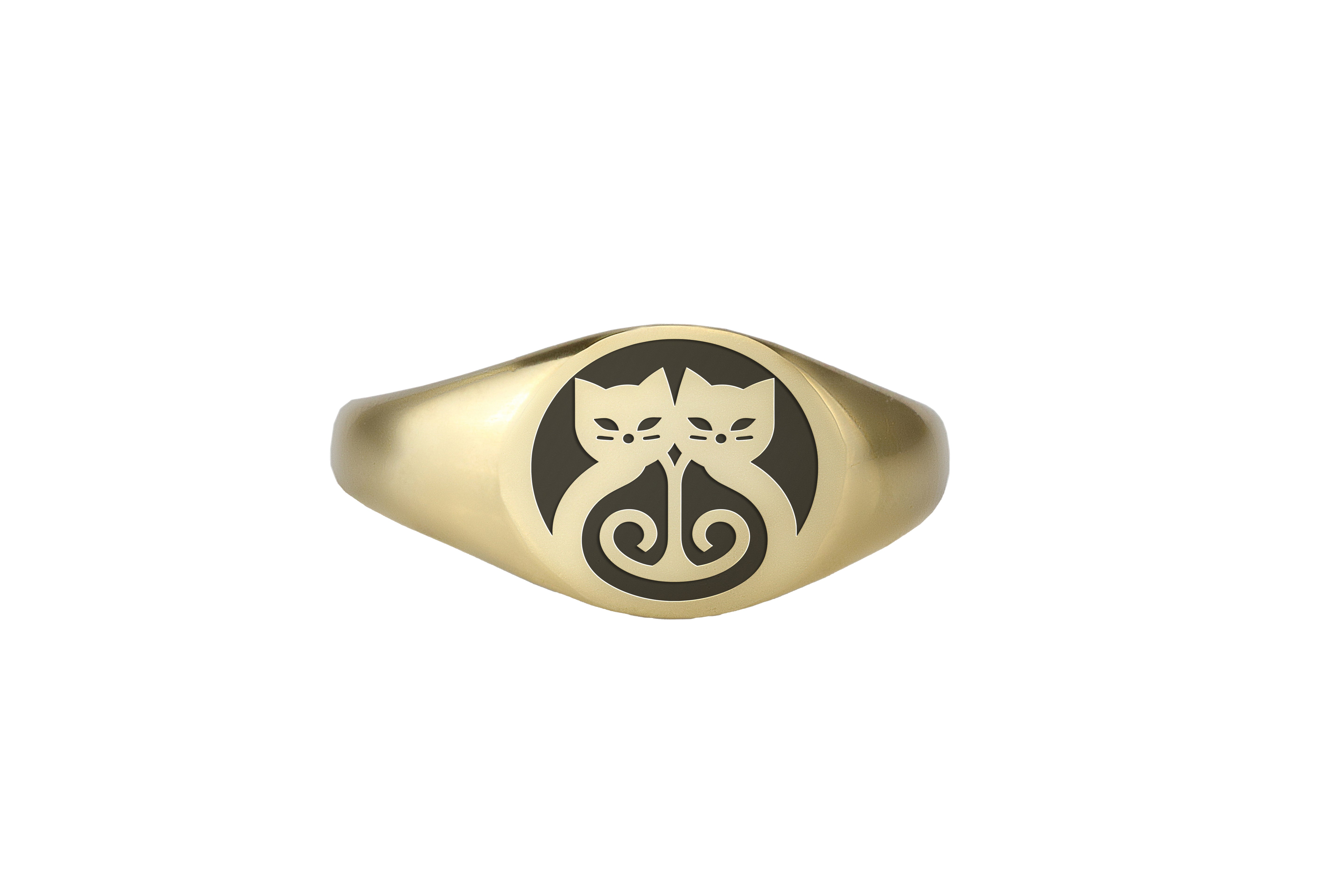 14k Gold Cats Signet Ring