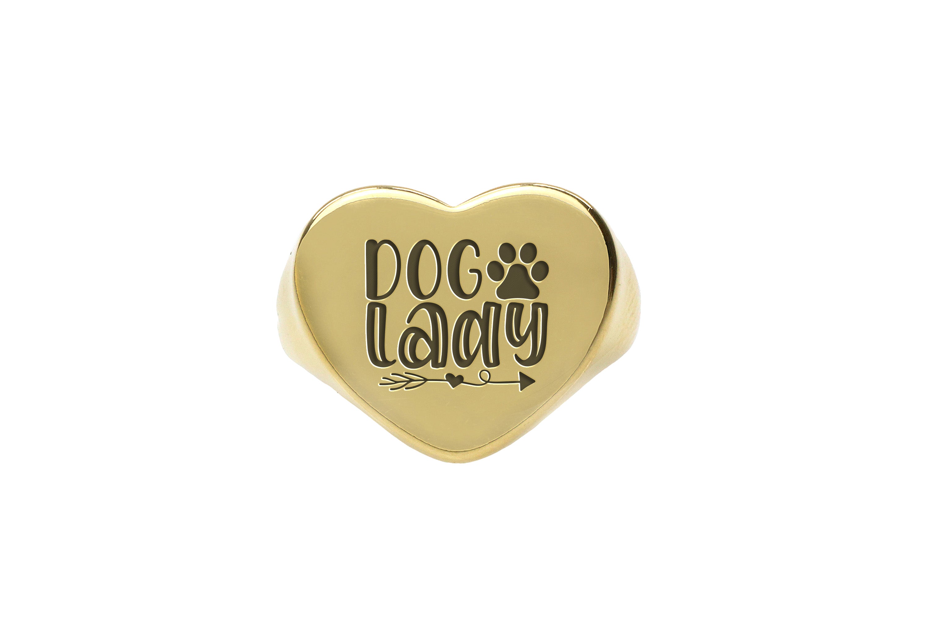Engraved Dog Lady Gold Signet Ring