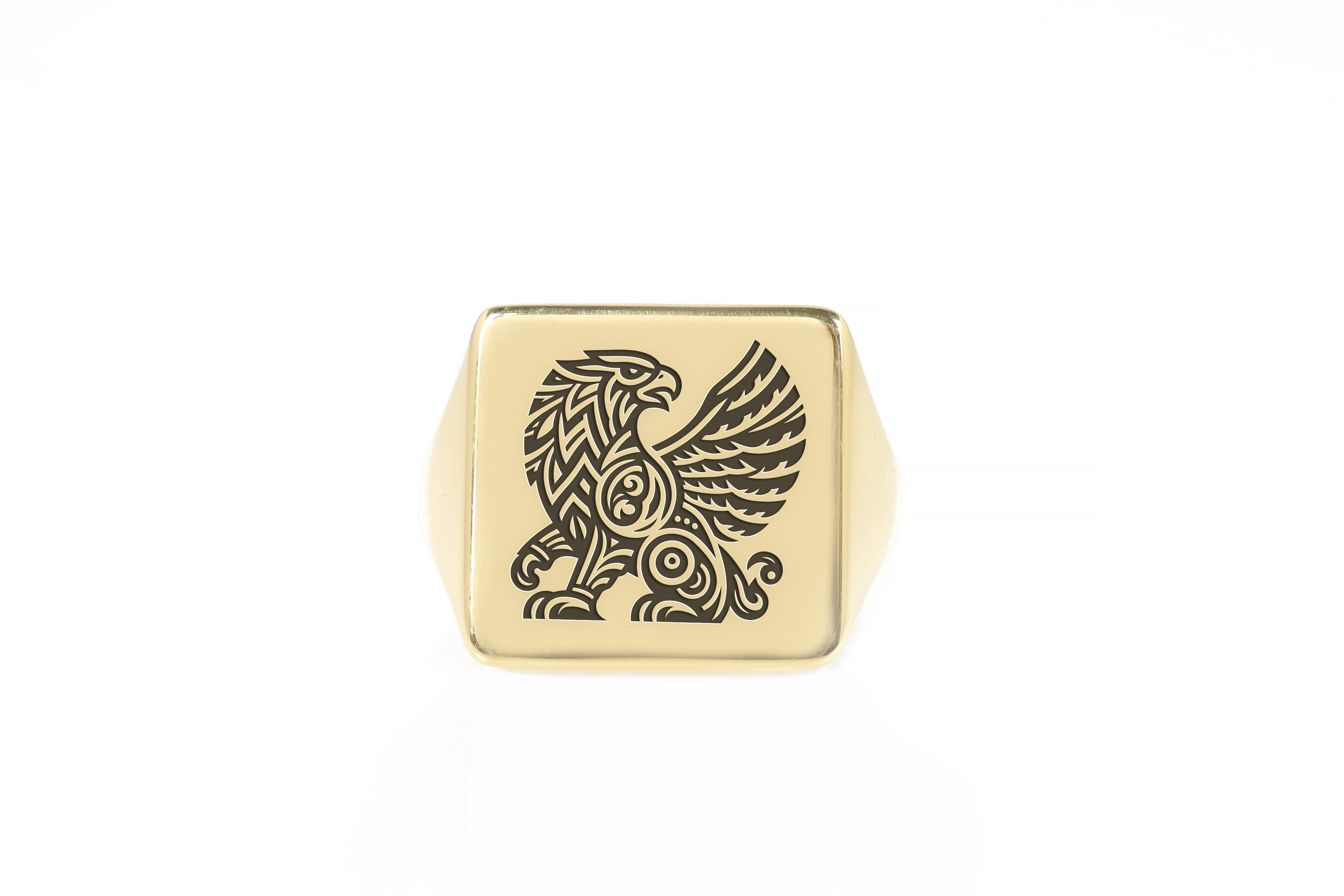 24k Gold Griffin Signet Ring
