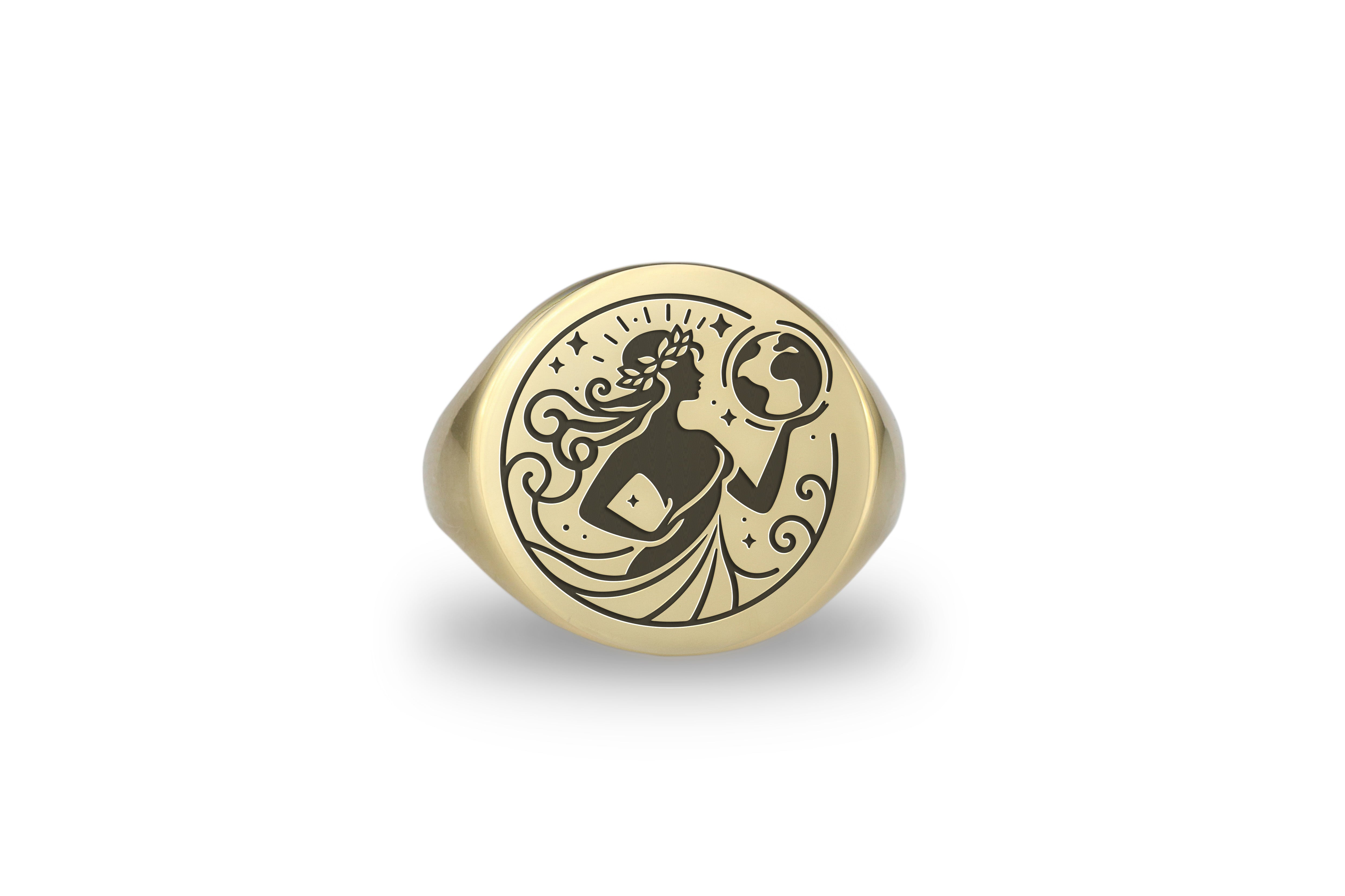 Engraved Atlas Woman Ring