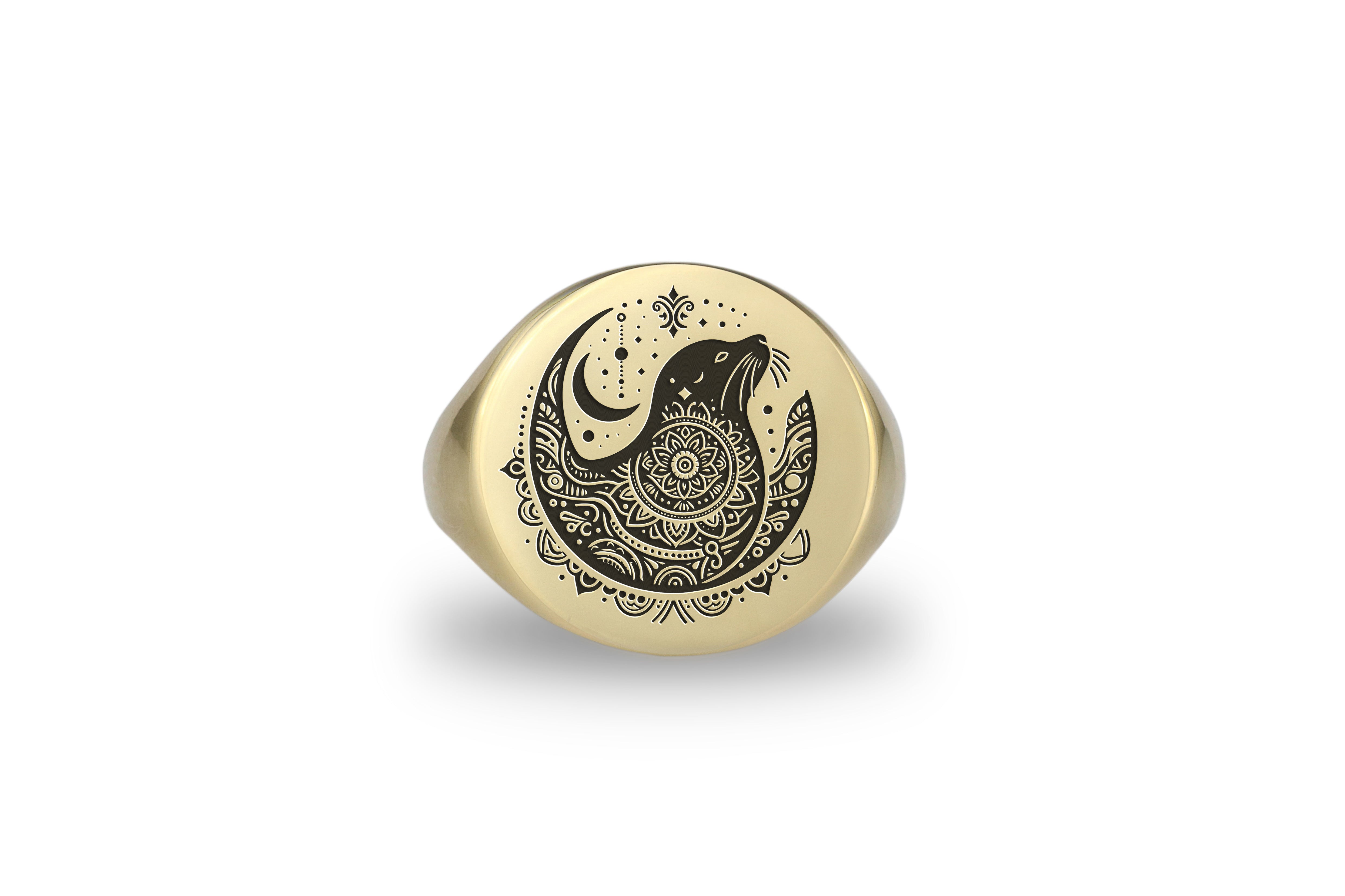 14k Gold Seal Signet Ring