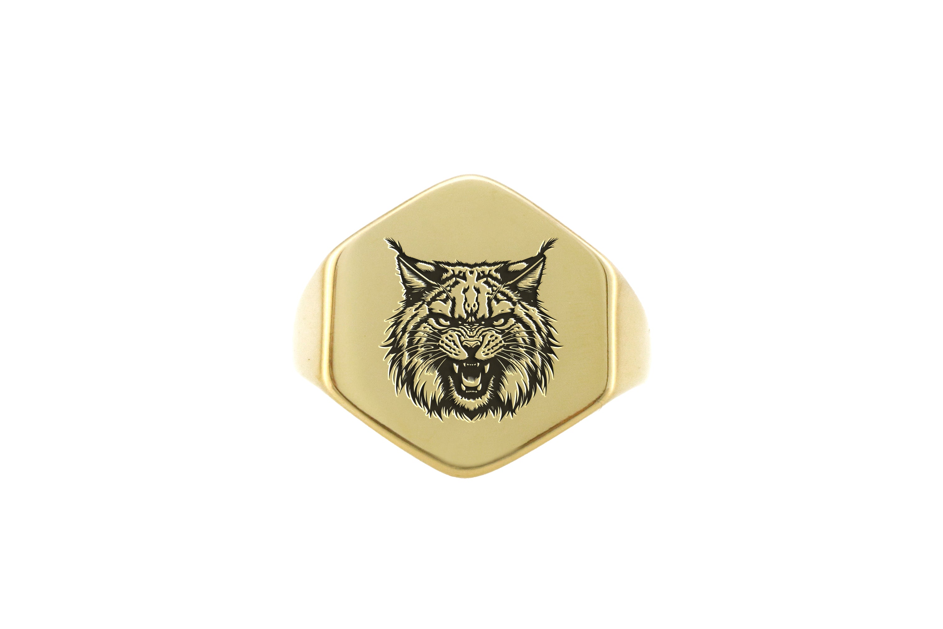14k Gold Lynx Signet Ring