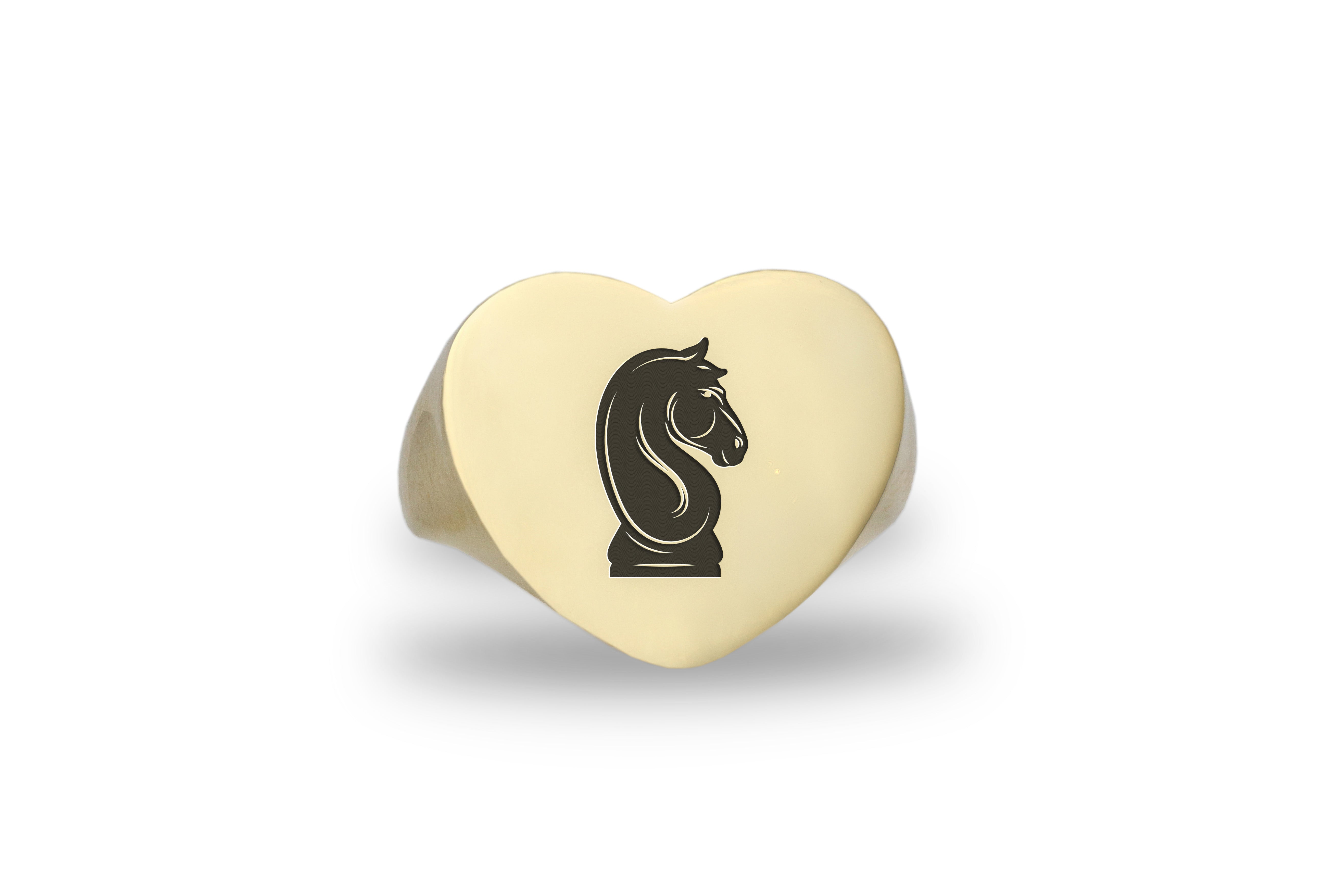 Engraved Chess Knight Ring