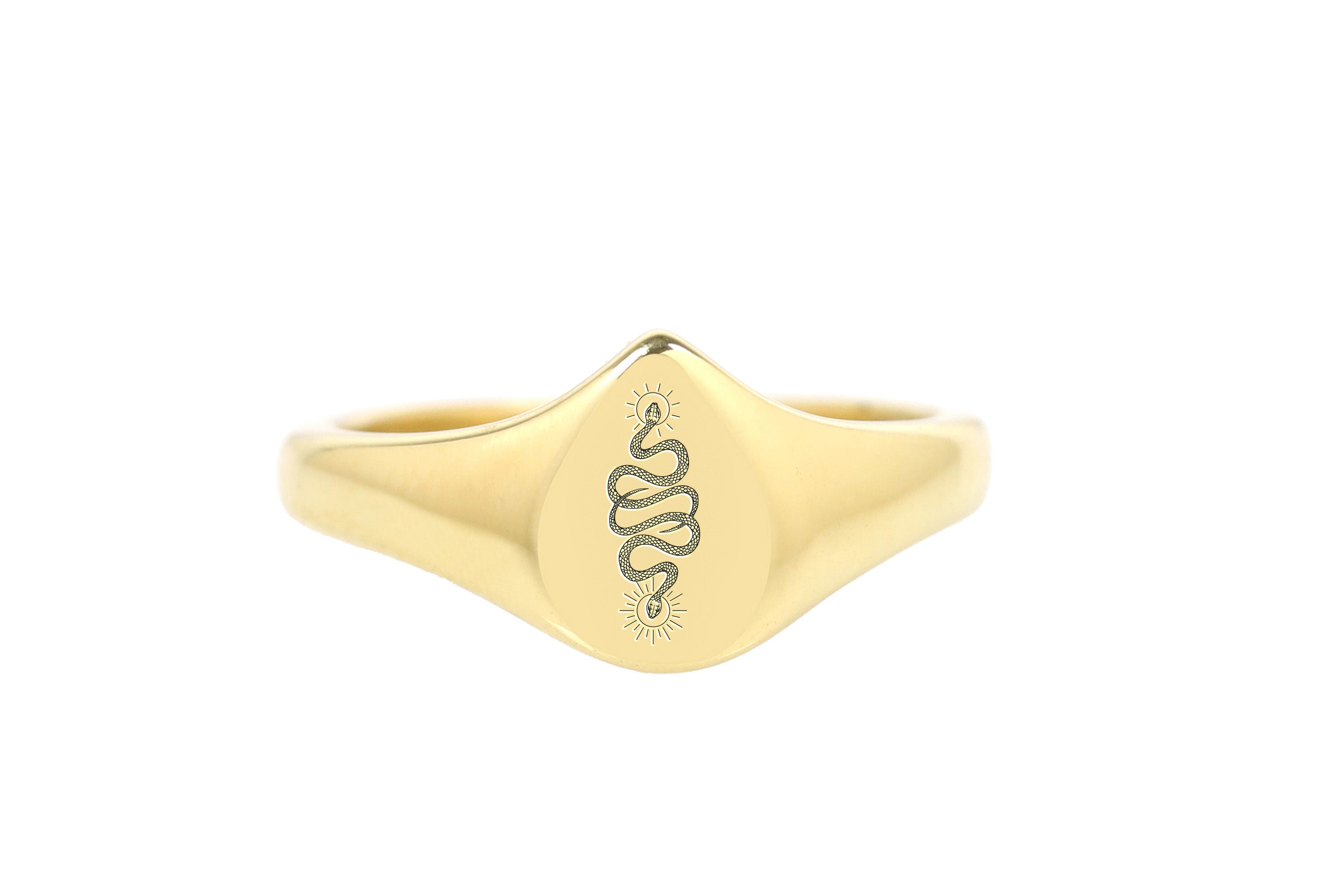 Delicate Snake Gold Signet Ring