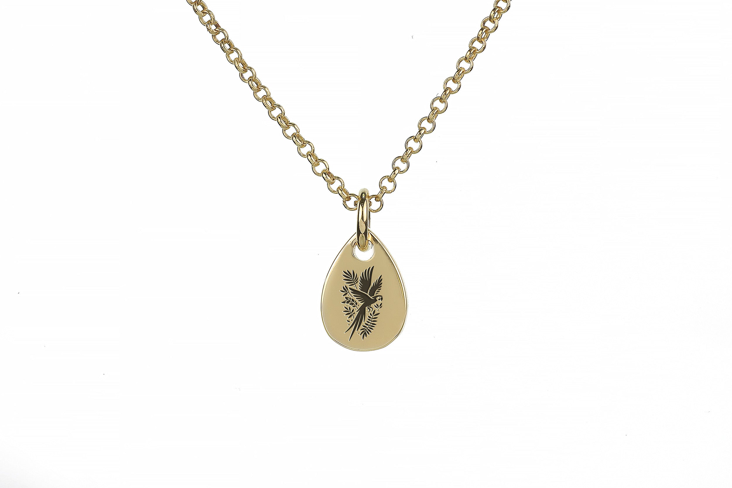 Engraved Macaw Pendant Necklace
