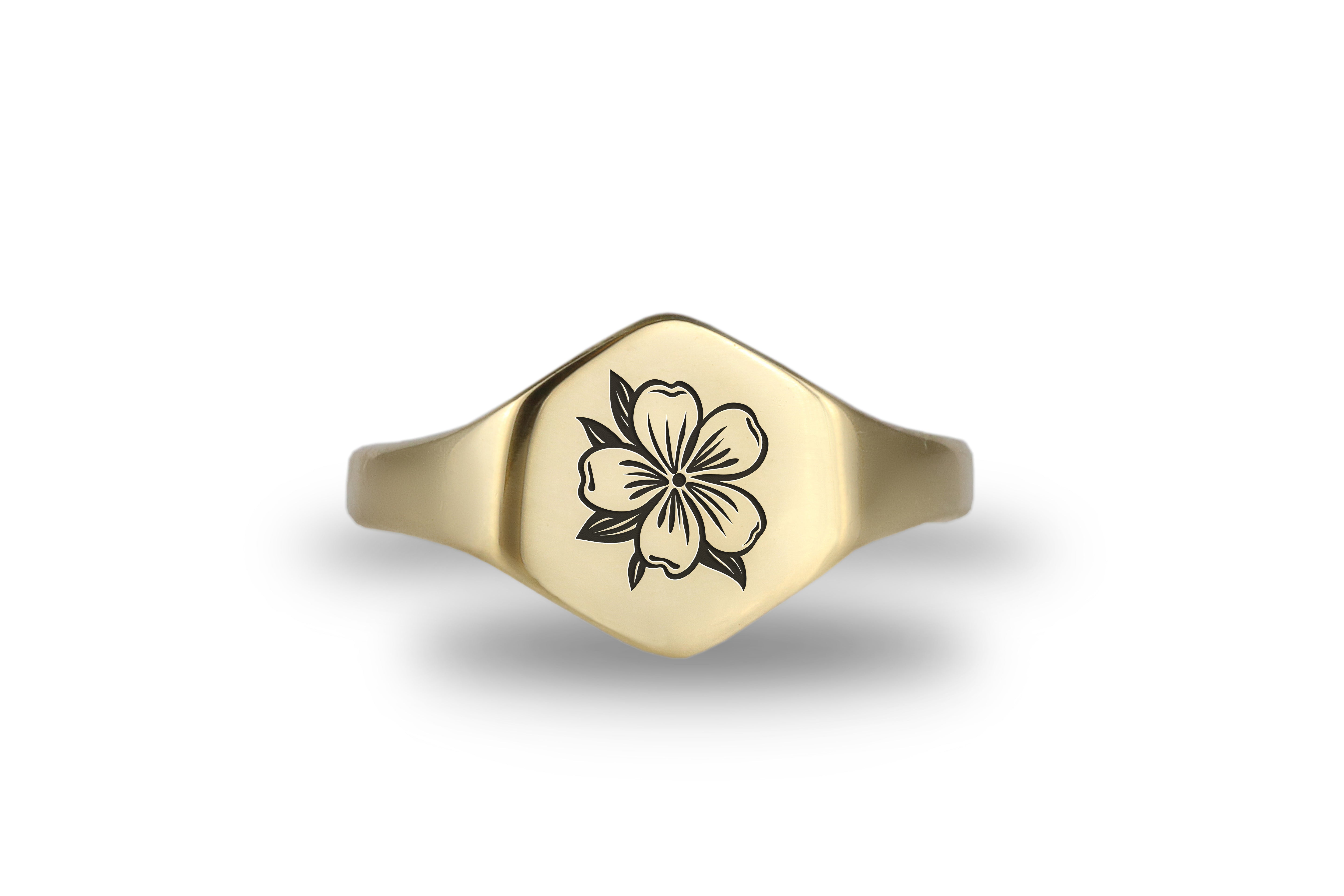 Custom Gold Flower Signet Ring