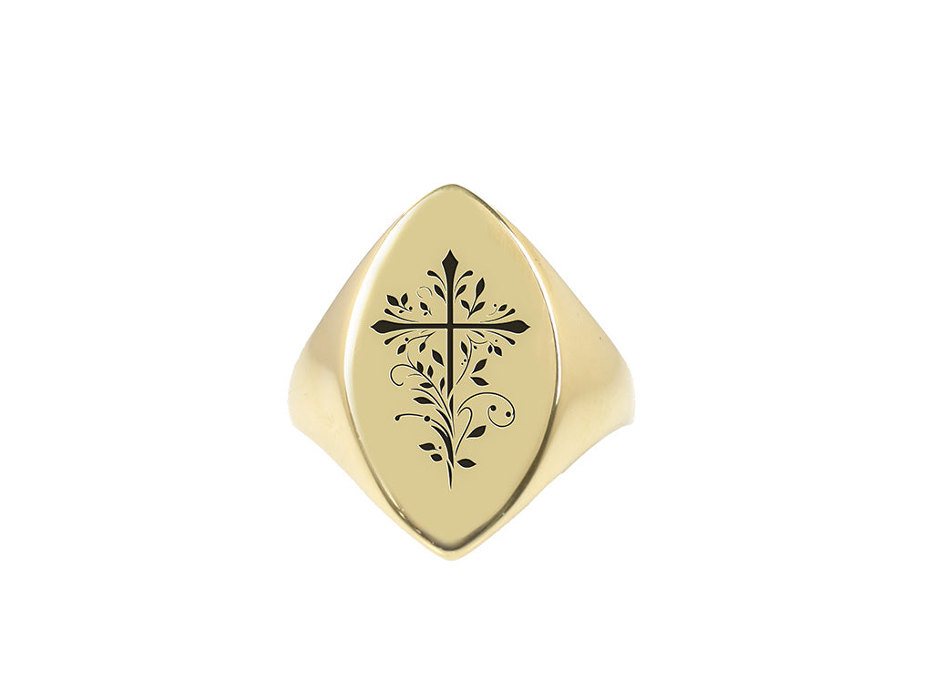 Engraved Christianity Signet Ring
