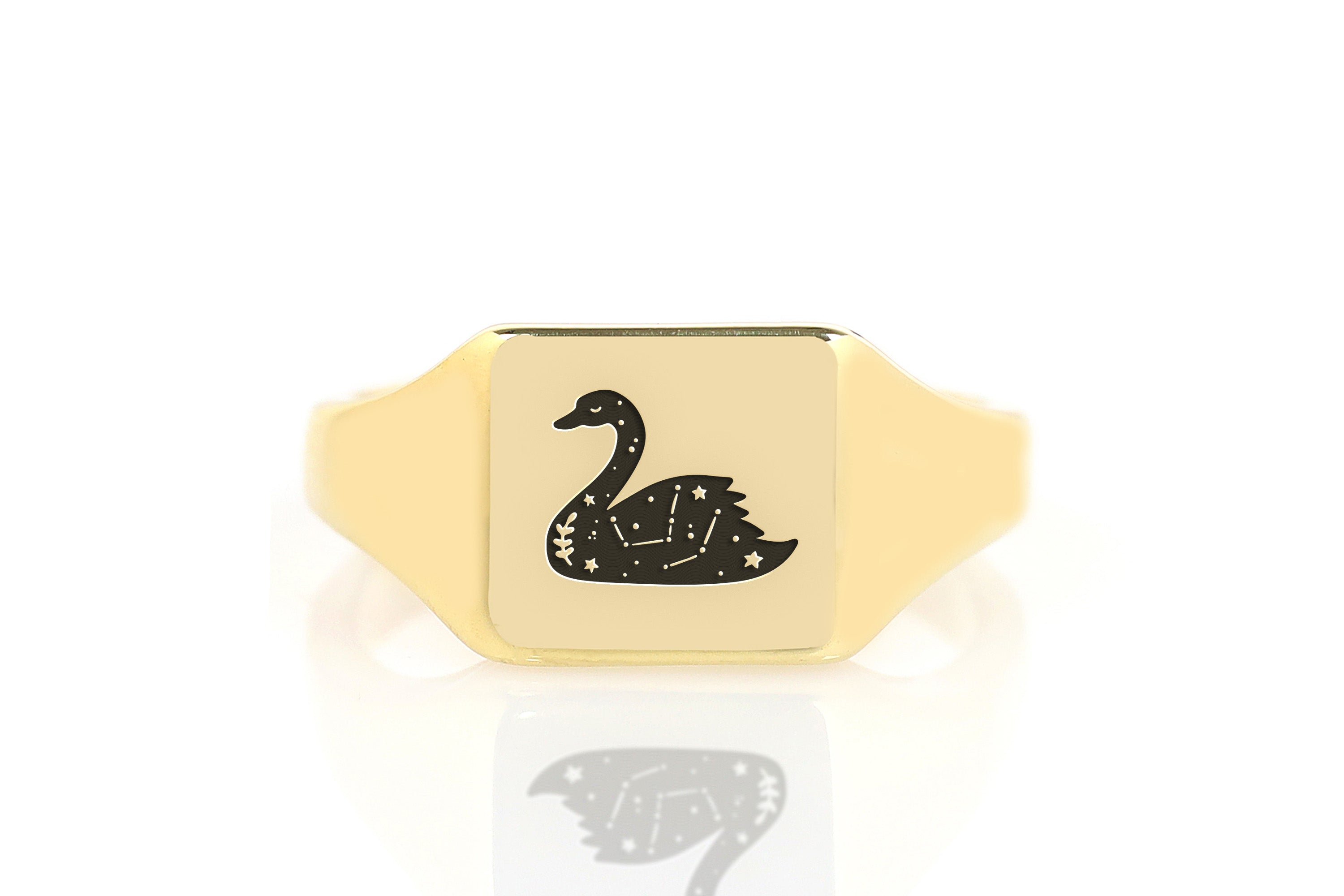 Engraved Swan Signet Ring
