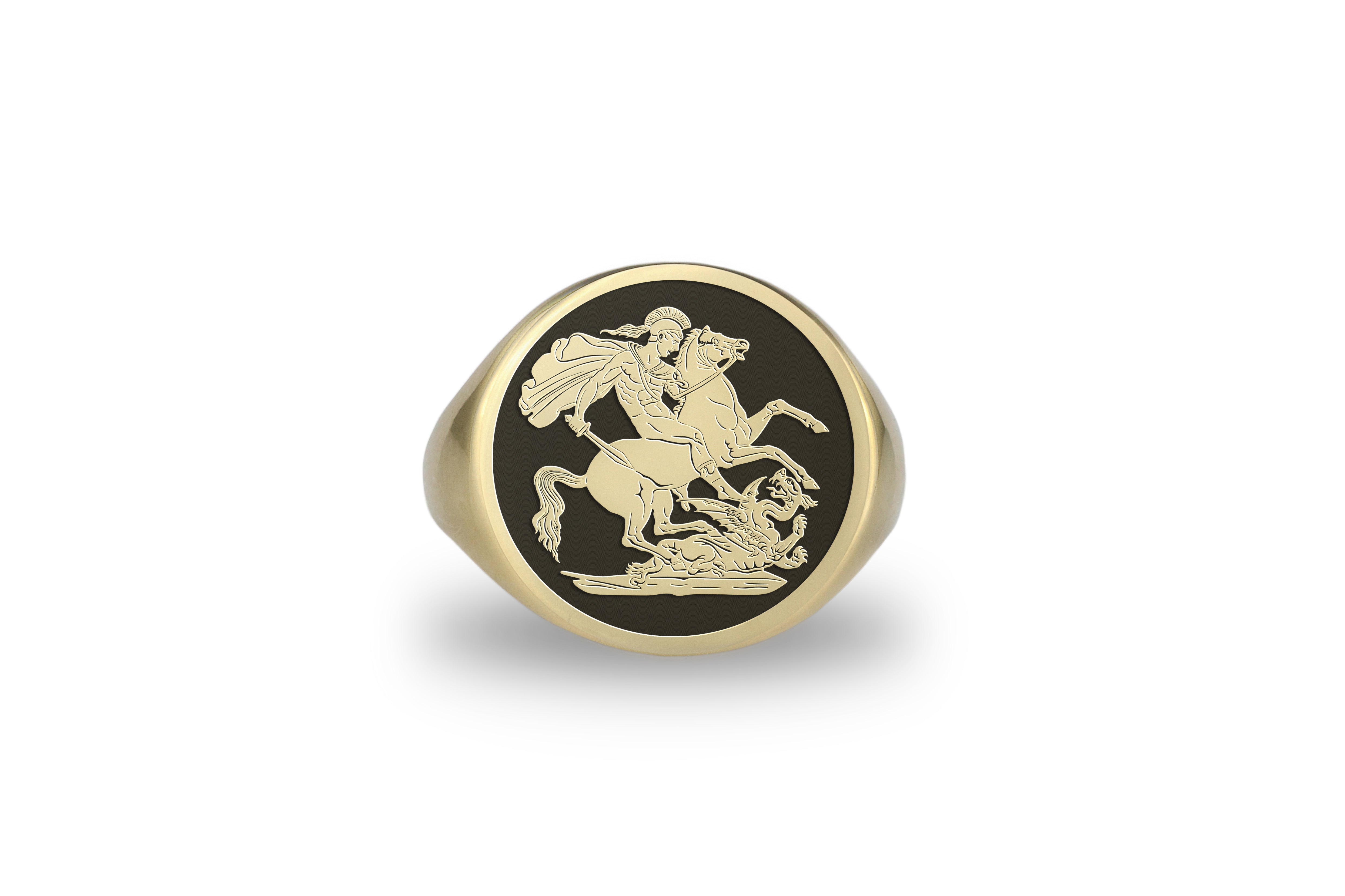 14k Gold Knight Embossed Ring