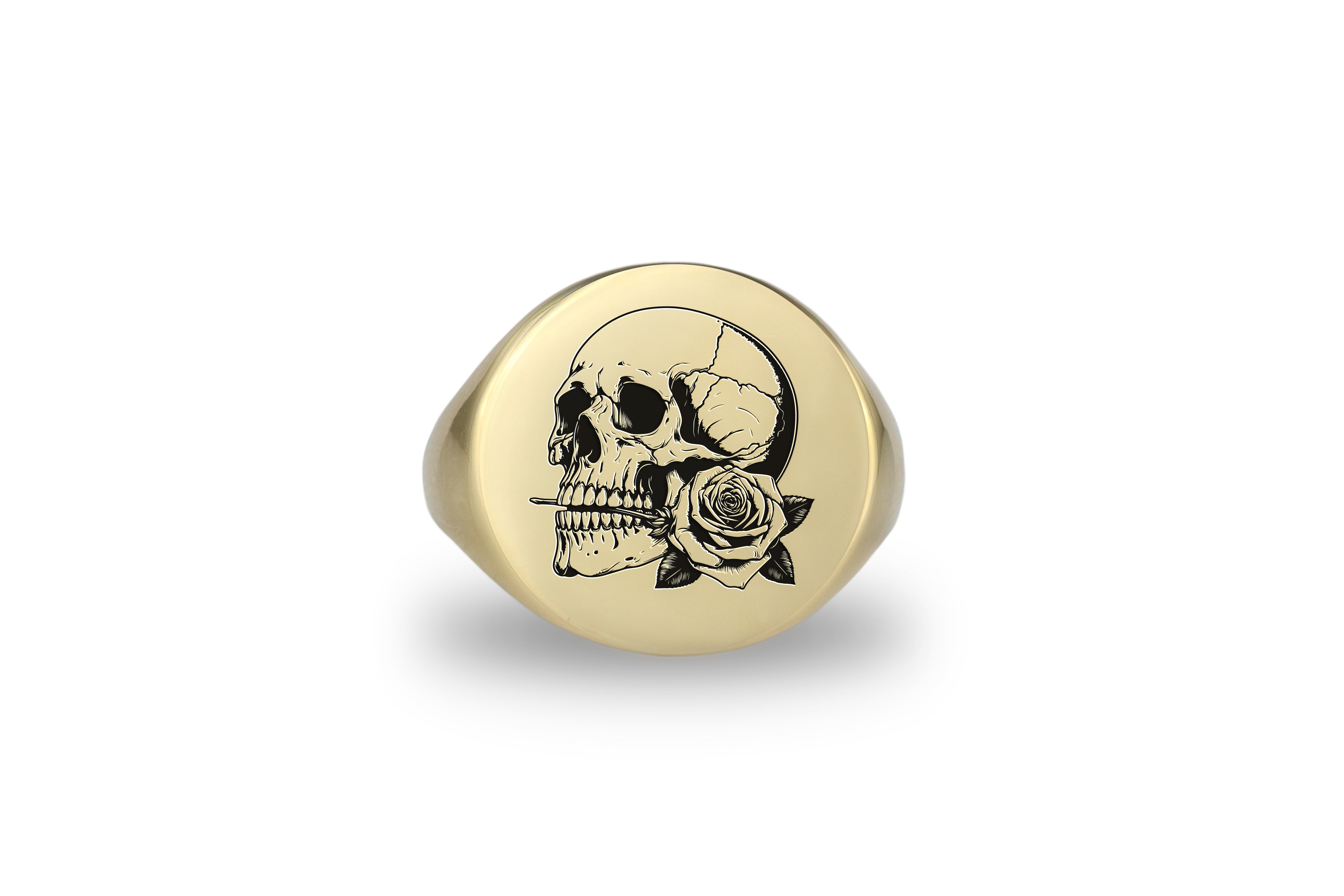 14k Gold Skull Signet Ring