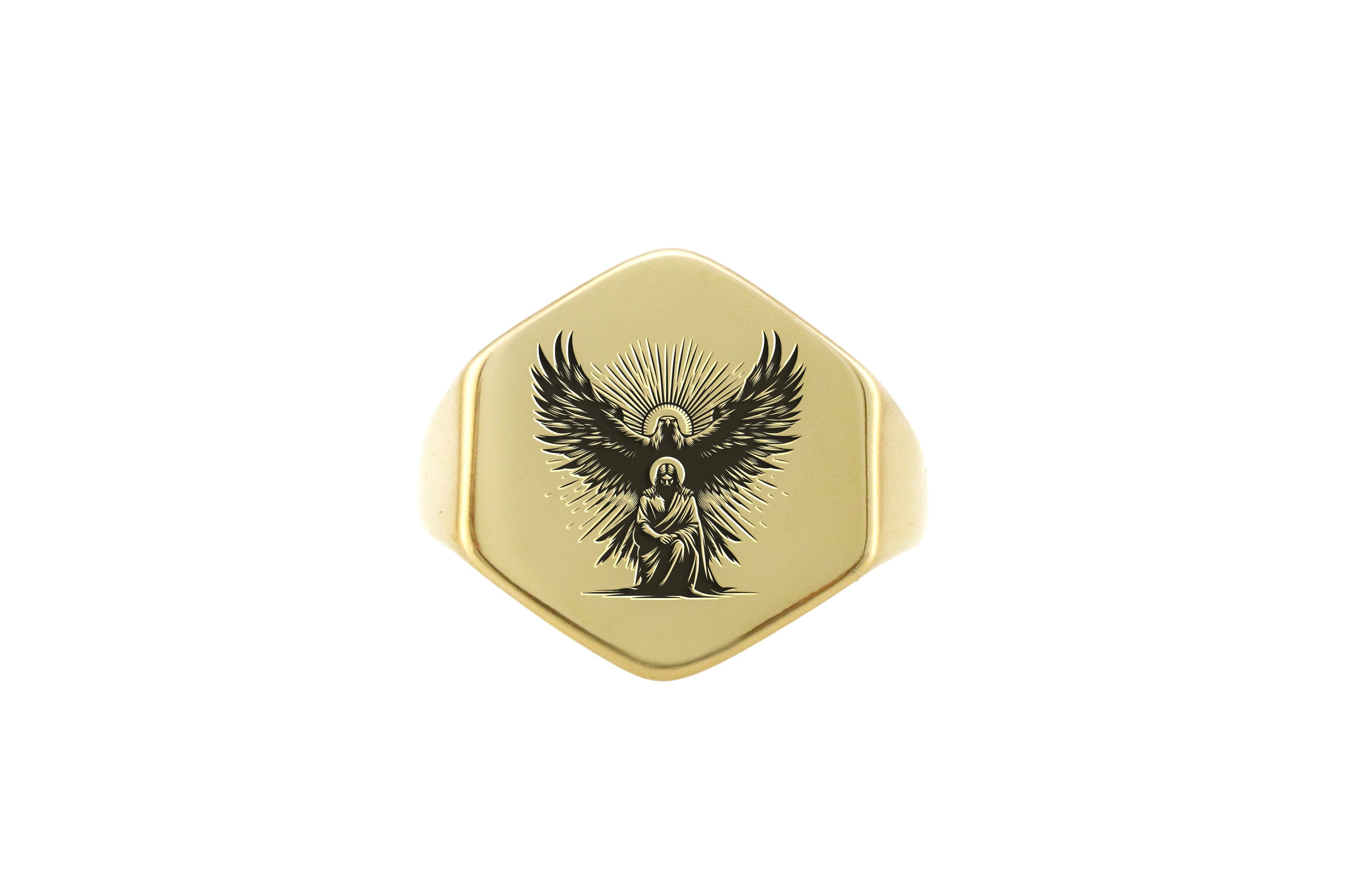 Engraved Eagle Jesus Ring