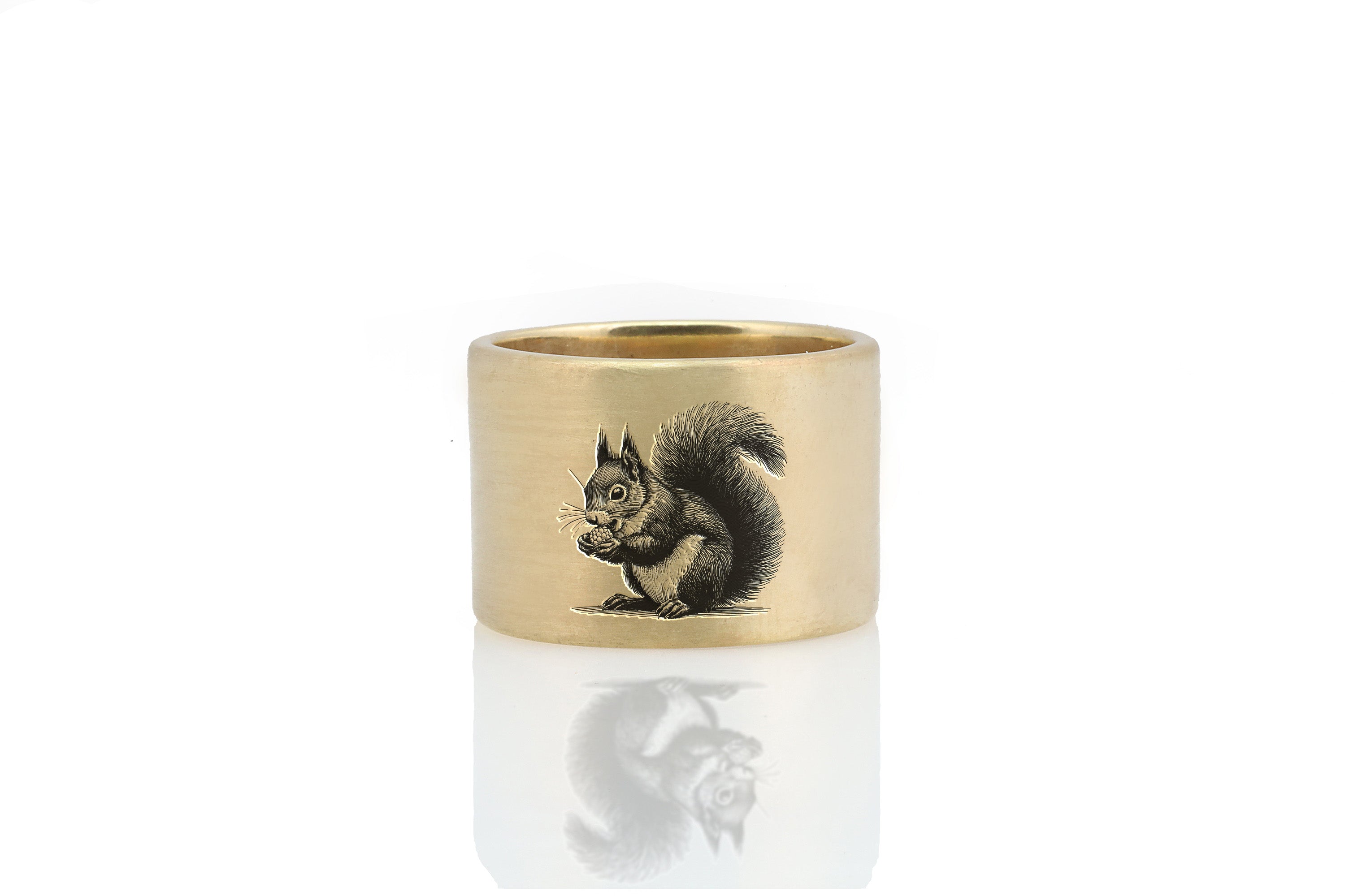 14k Gold Squirrel Wide Band Ring