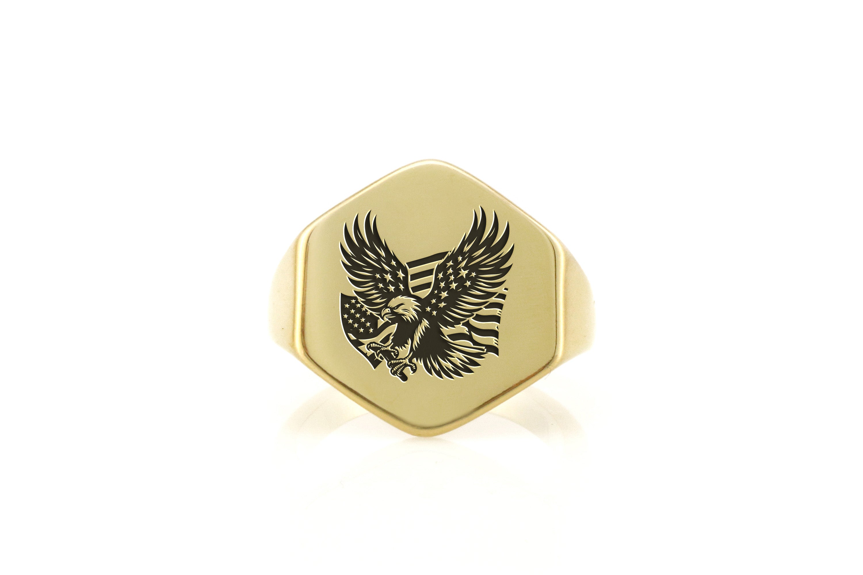 14k Gold American Veterans Signet Ring
