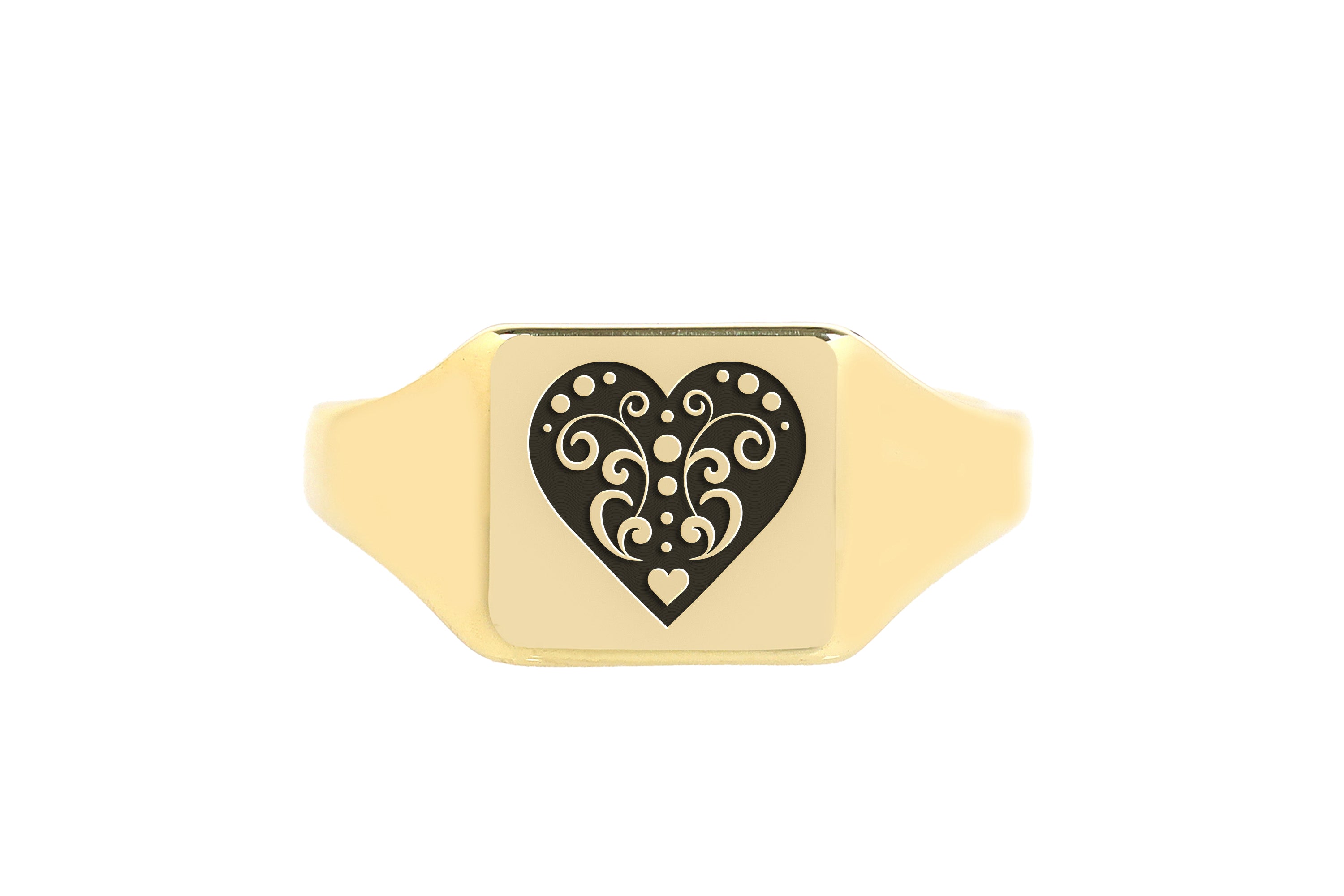 Poker Heart Engraved Ring