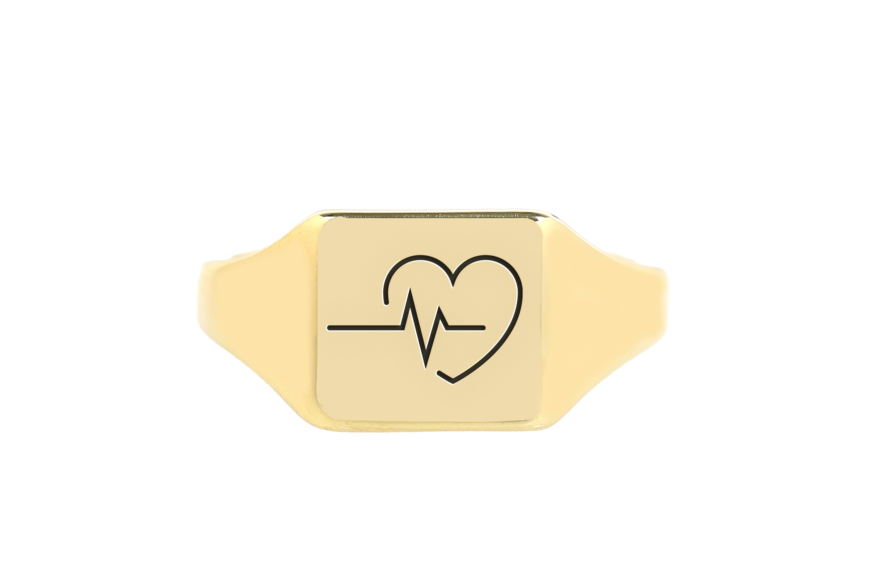 Engraved Heartbeat Signet Ring