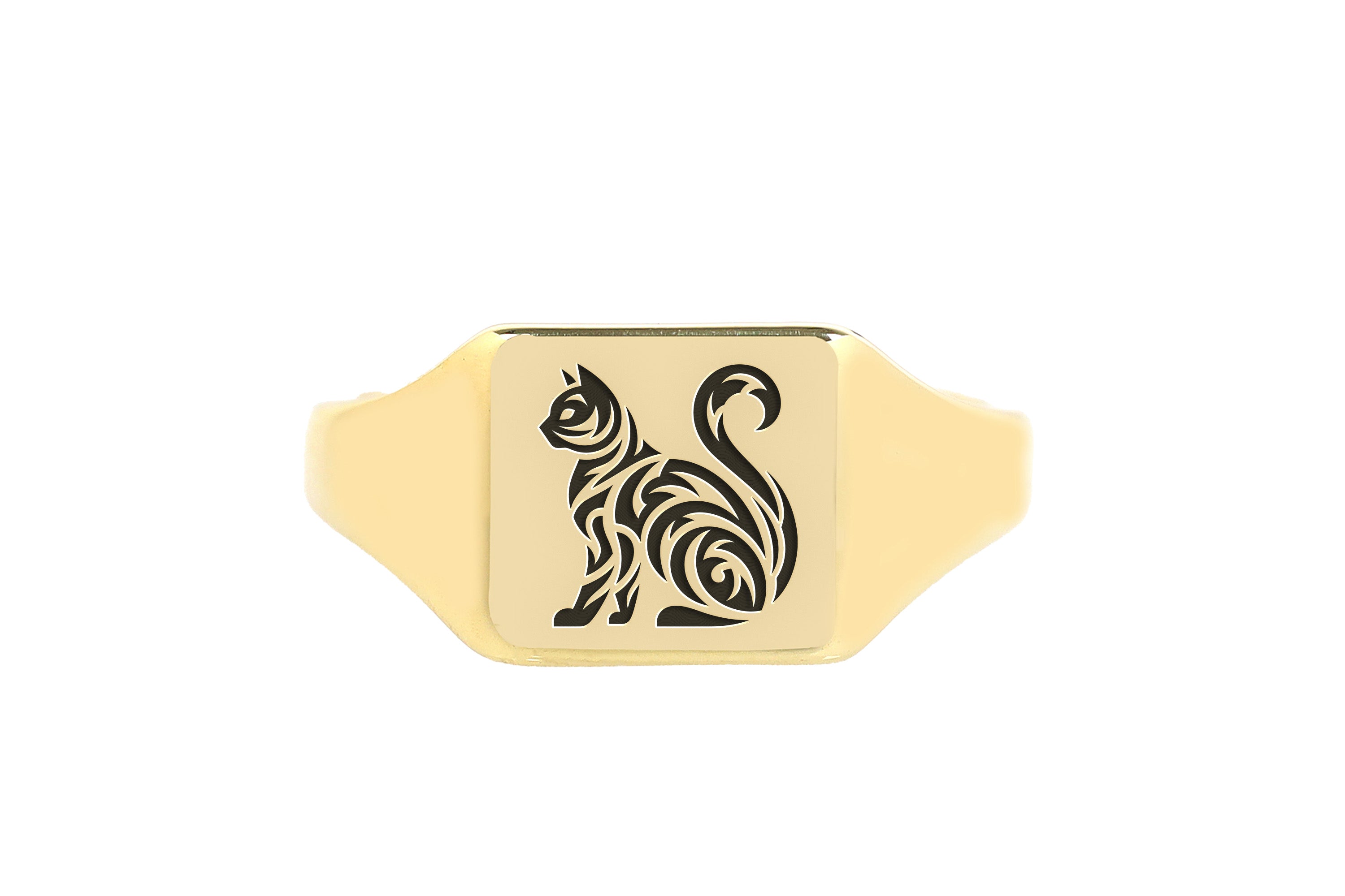 Square Cat Engraving Ring