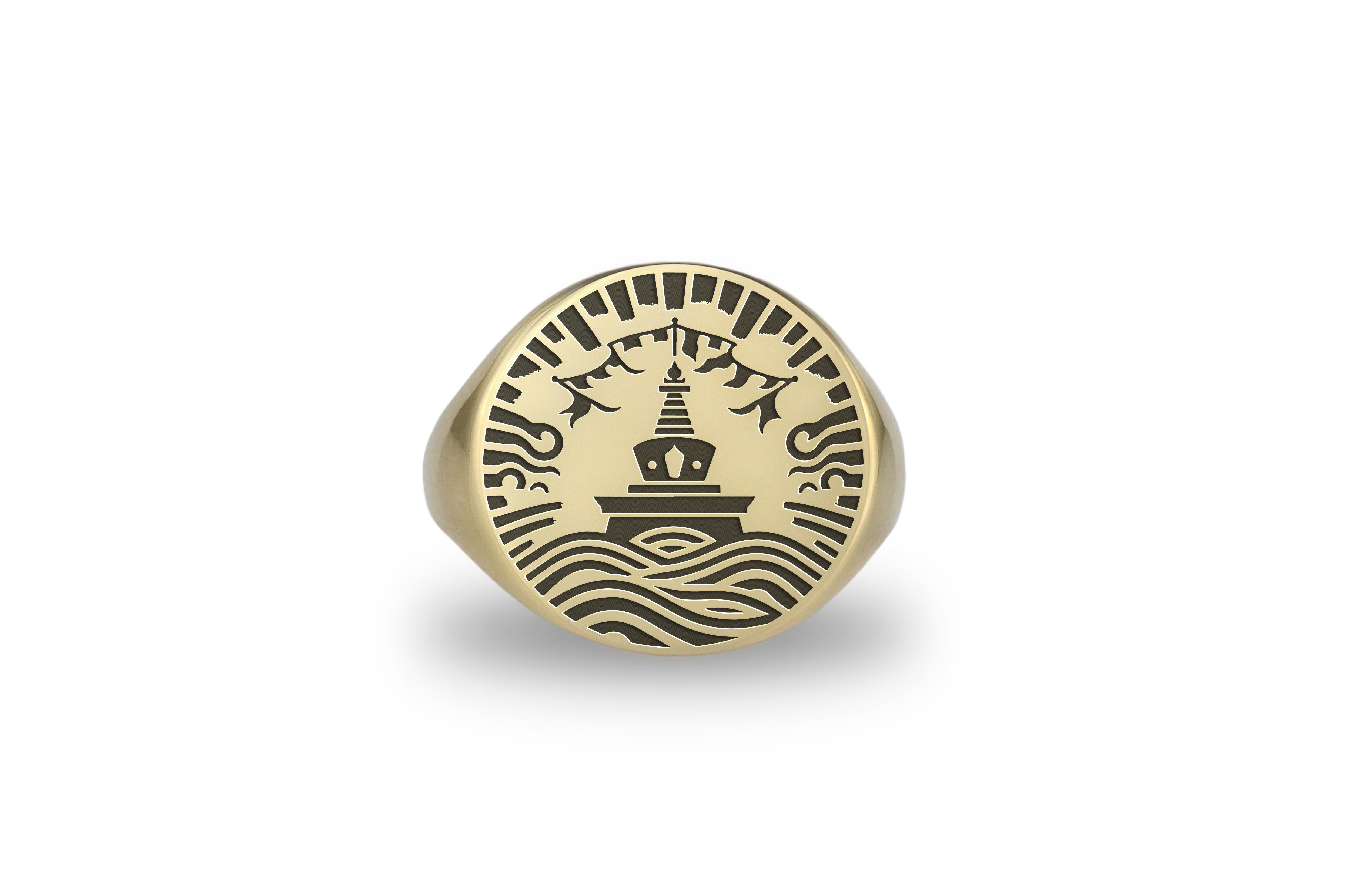 14k Gold Tibetan Signet Ring