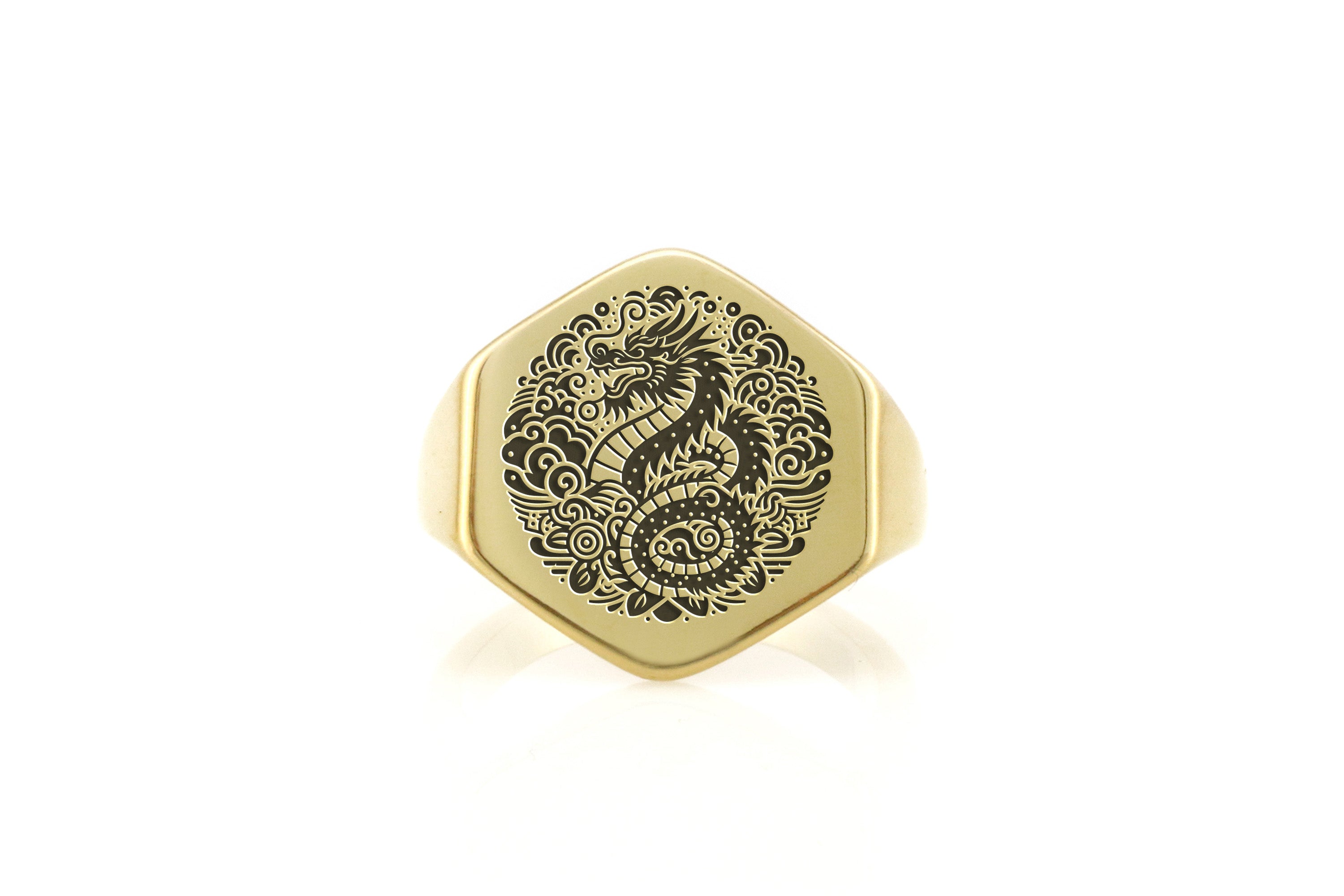 24k Gold Japanese Dragon Ring